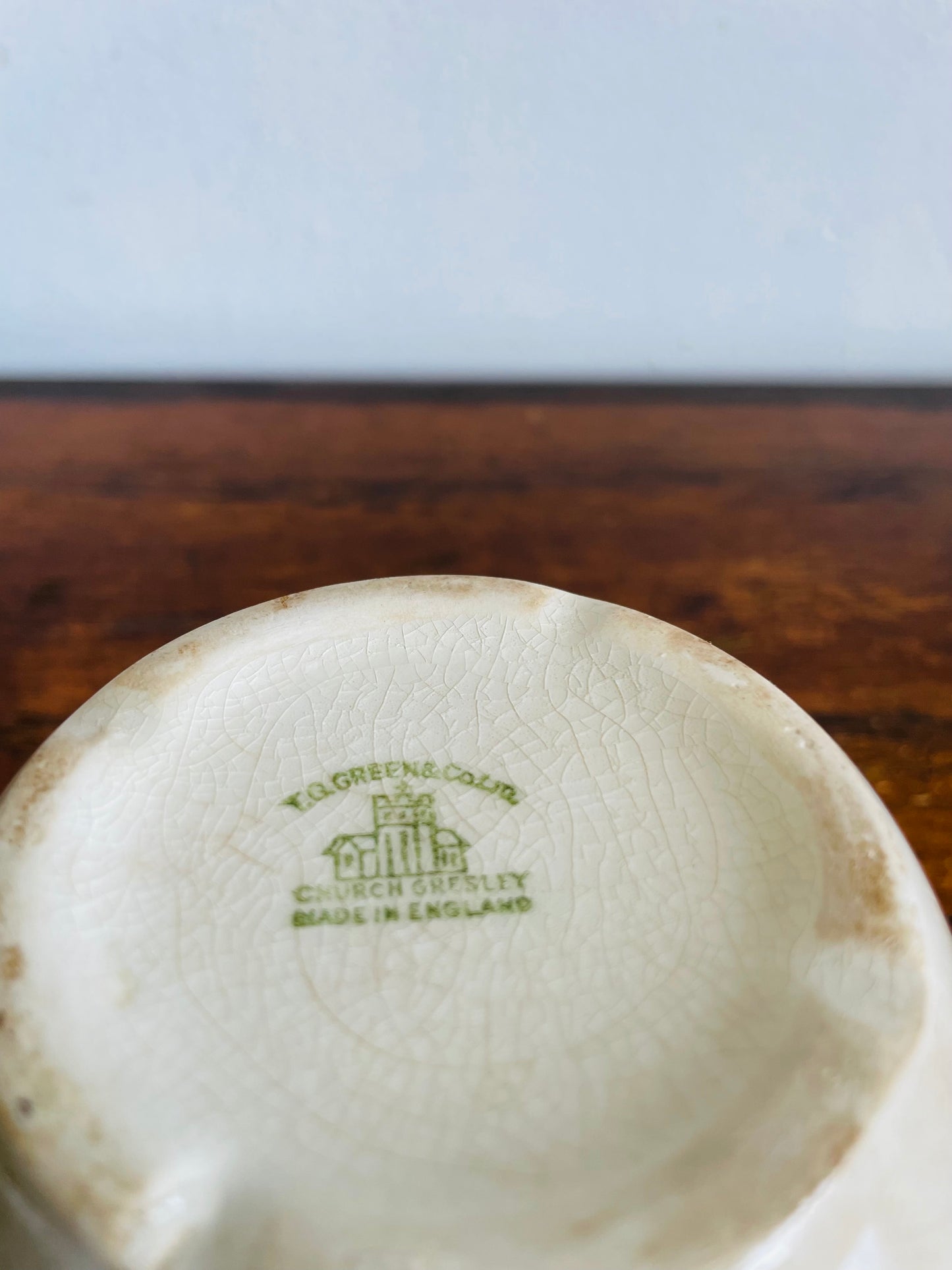Vintage Crazed Patina White Pudding Bowl - Church Gresley England - T. G. Green & Co.