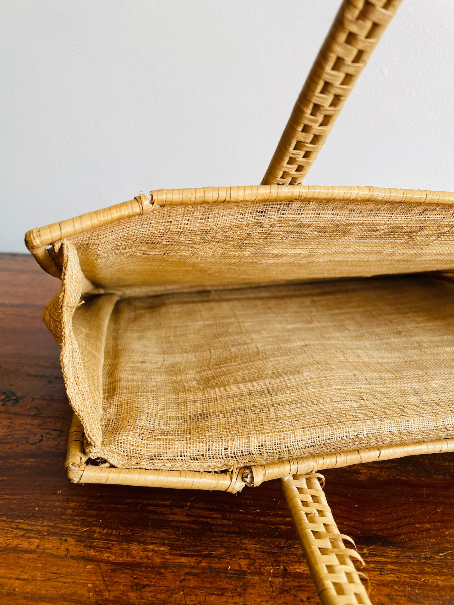 Woven Straw Rattan with Mesh Sides Purse