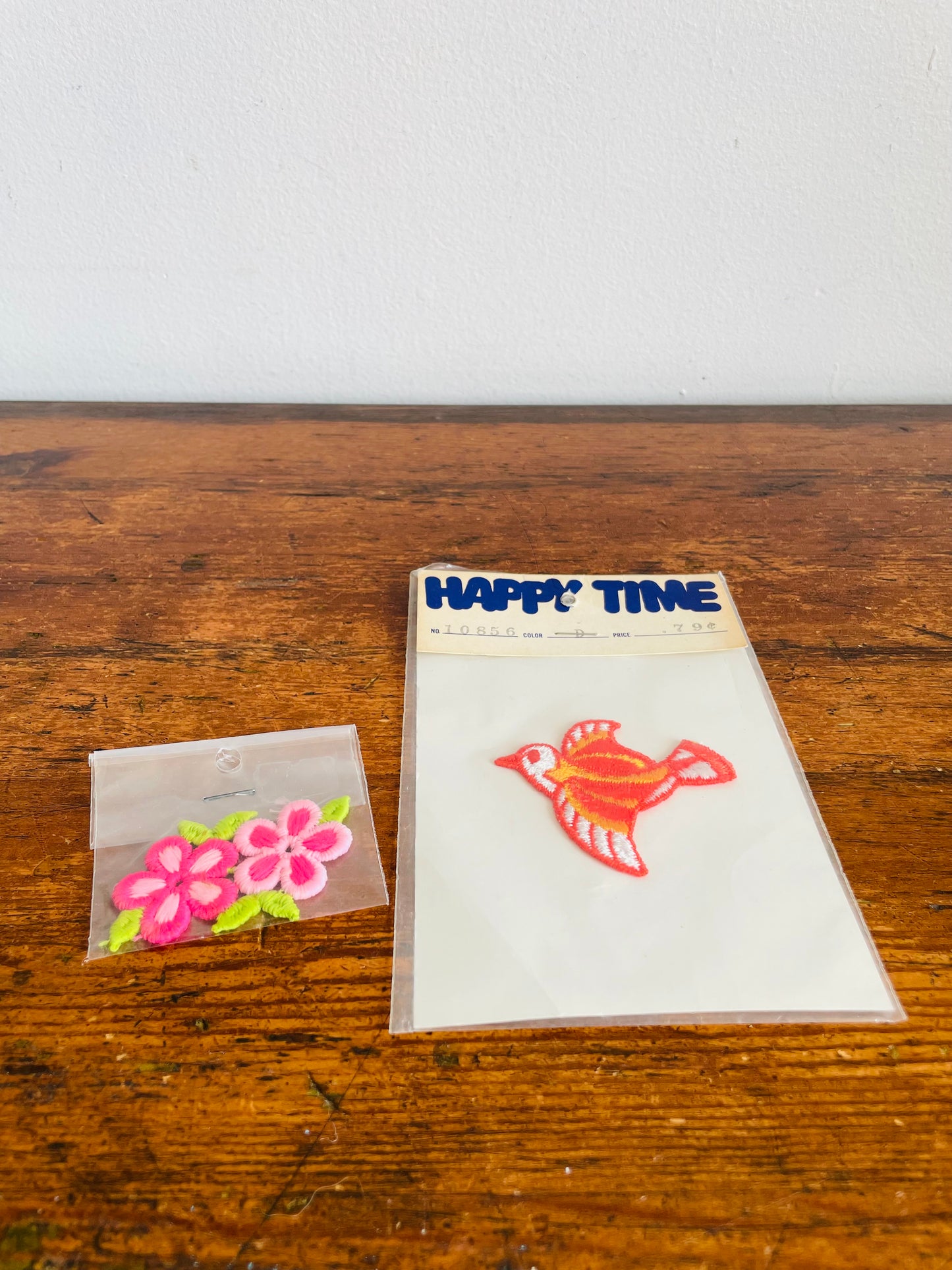 Groovy Patches - Happy Time Orange & Yellow Bird & Pink Flowers - Set of 2