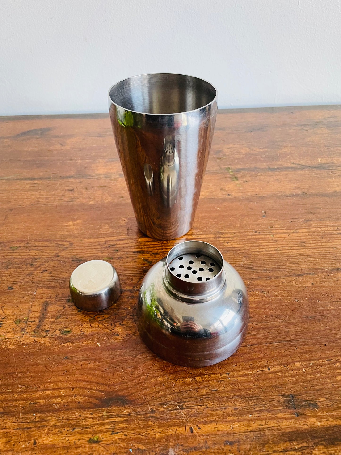 Stainless Steel Martini / Cocktail Shaker Cup with Built-In Strainer - Made in Korea