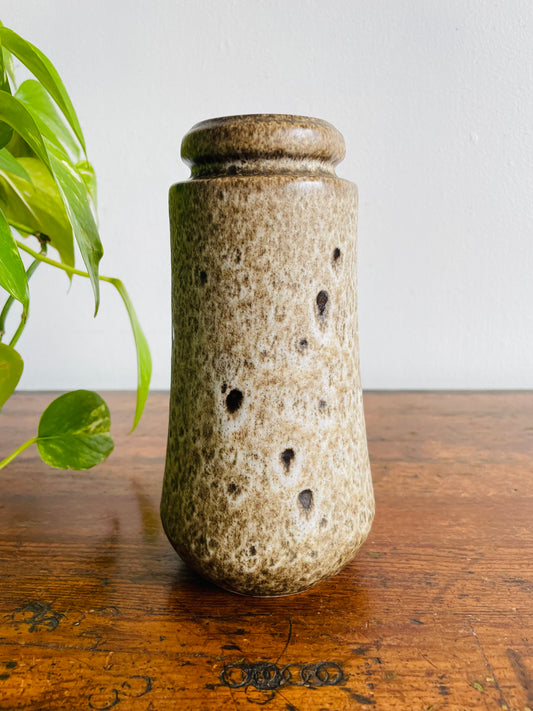 Mid-Century Scheurich Brown & Cream Fat Lava West Germany Pottery Vase #209-18