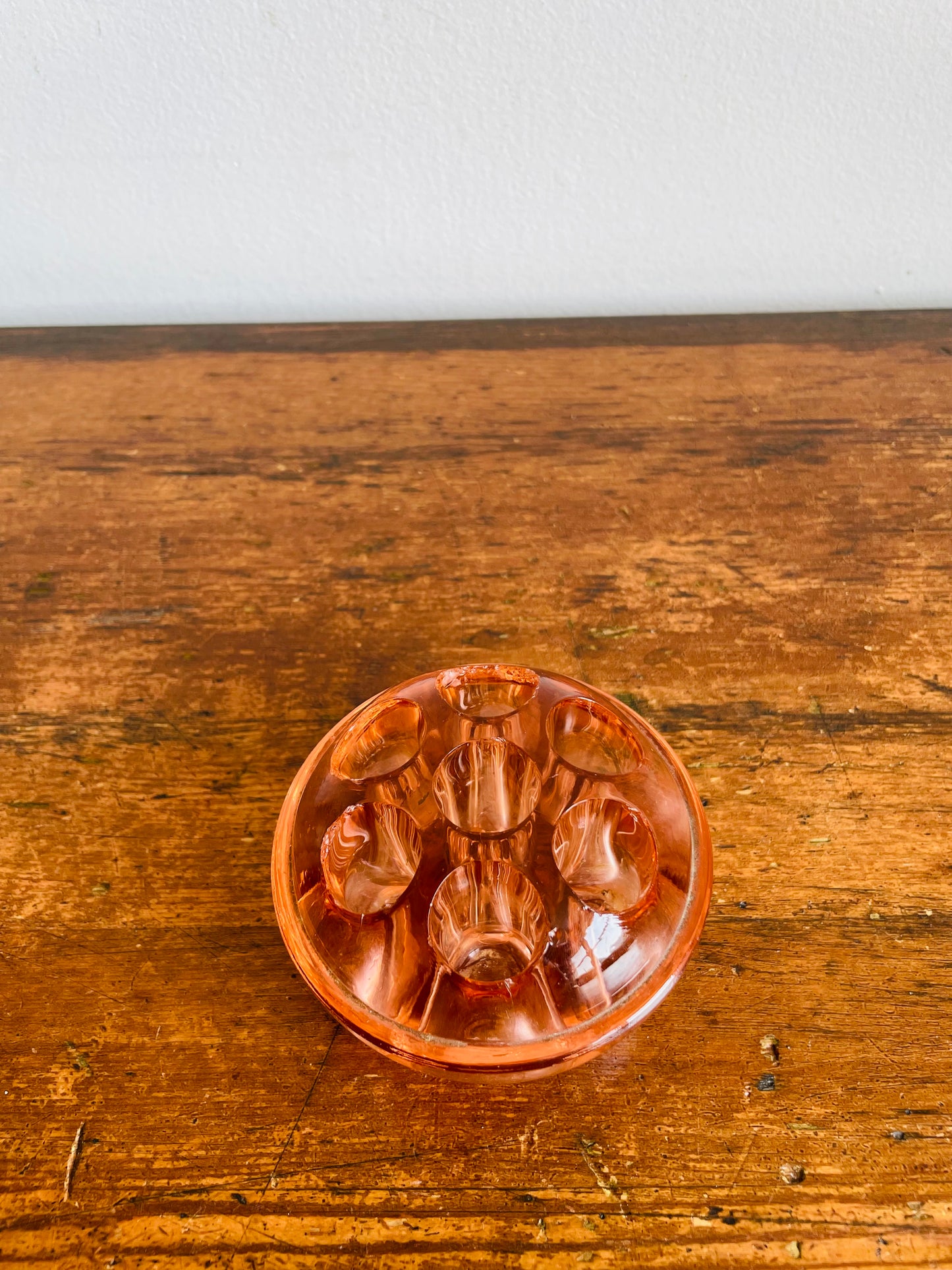 Pink Glass Flower Frog - Also Great for Pens, Makeup Brushes, Etc.
