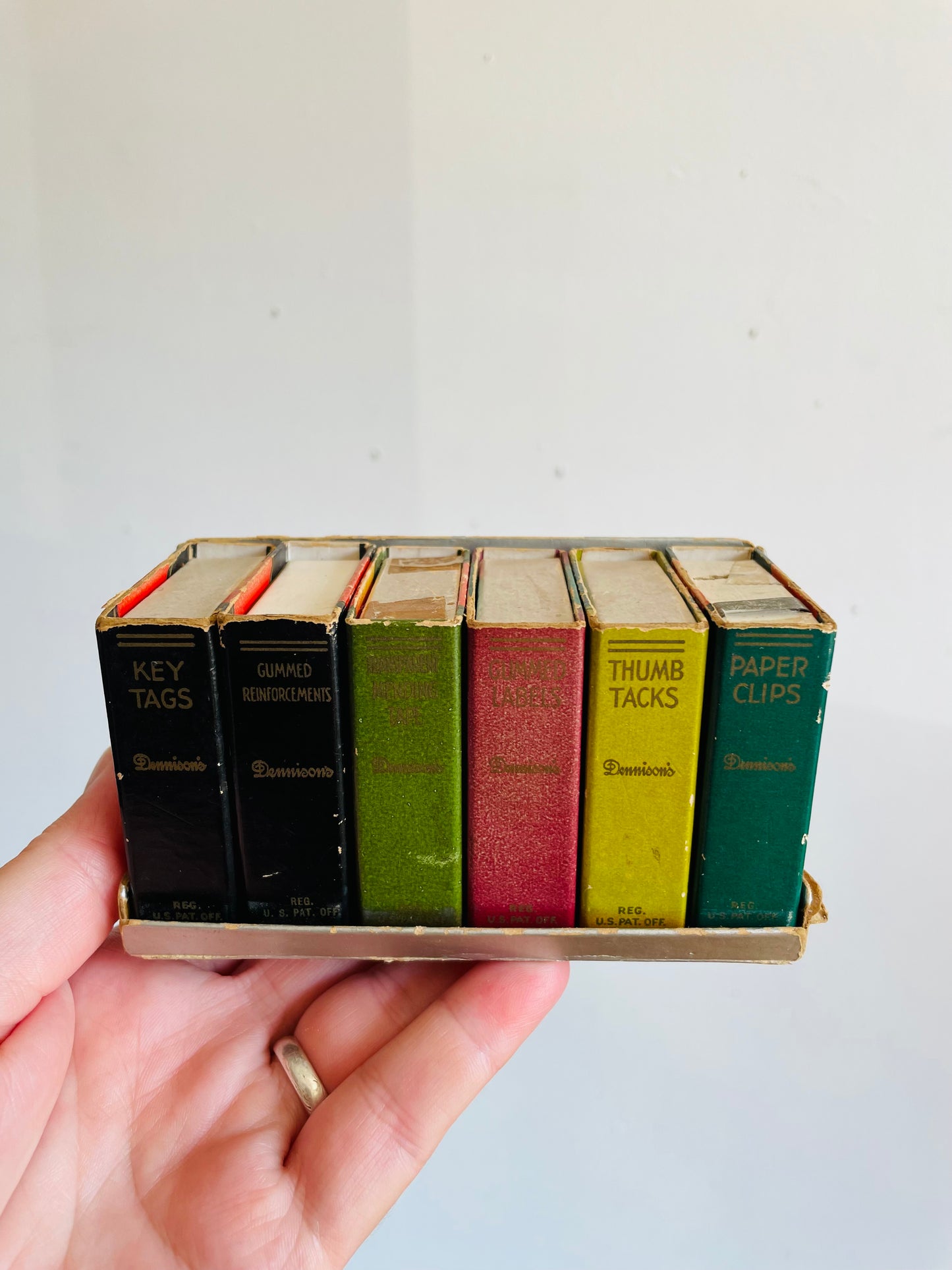 Vintage 1950s Dennison's Miniature Cardboard Bookshelf with Office Supply Book Boxes - Adorable Gift for the Bookworm!