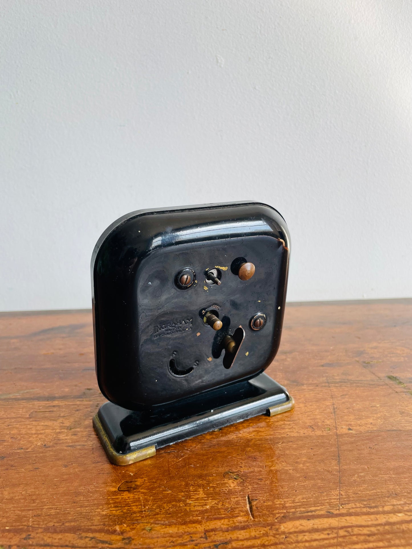 Sentinel Black Metal & Brass Clock - E. Ingraham Co. Bristol Connecticut - As-Is