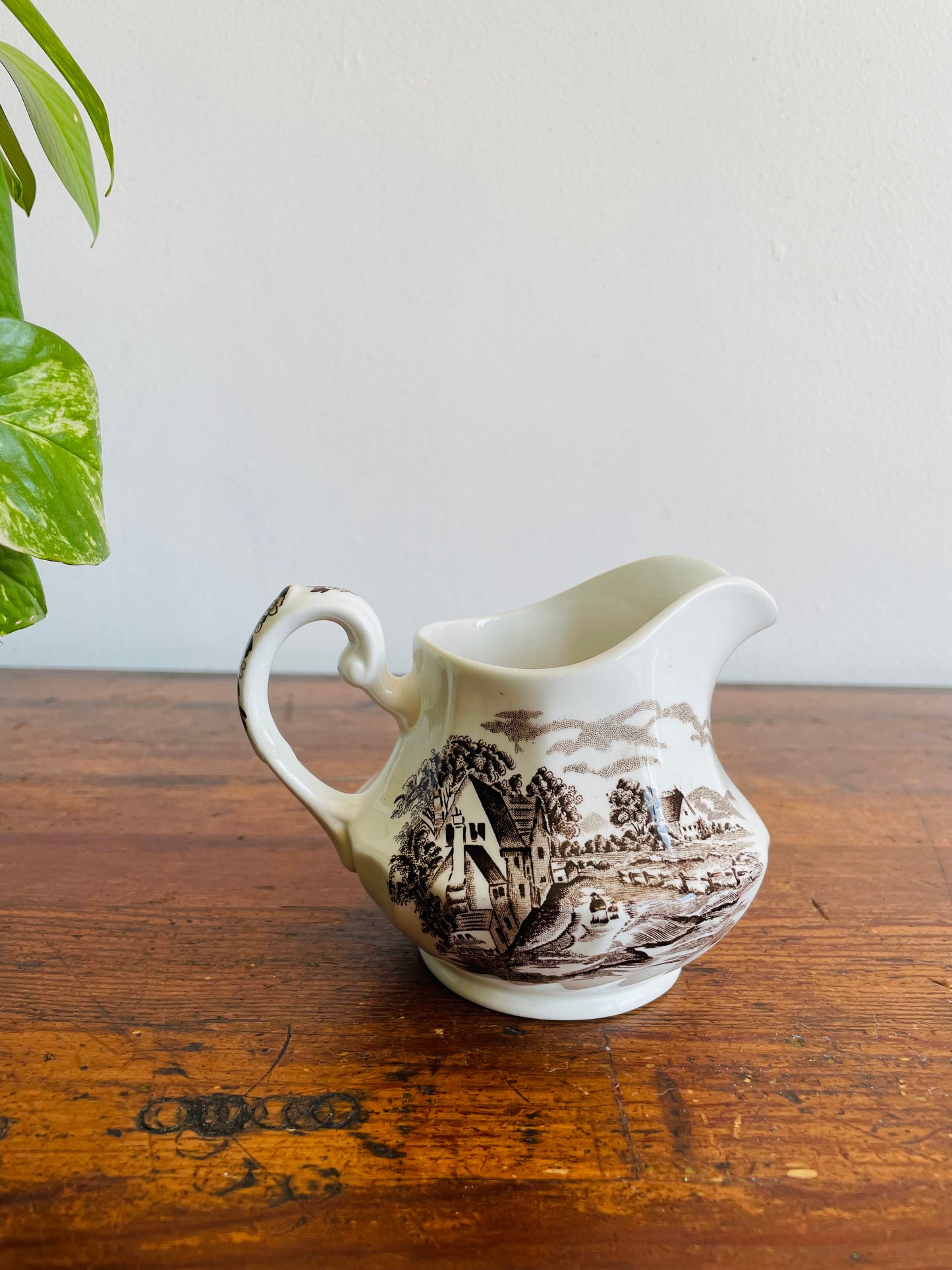 Ridgway Country Days Brown Transferware Creamer Jug - Staffordshire England
