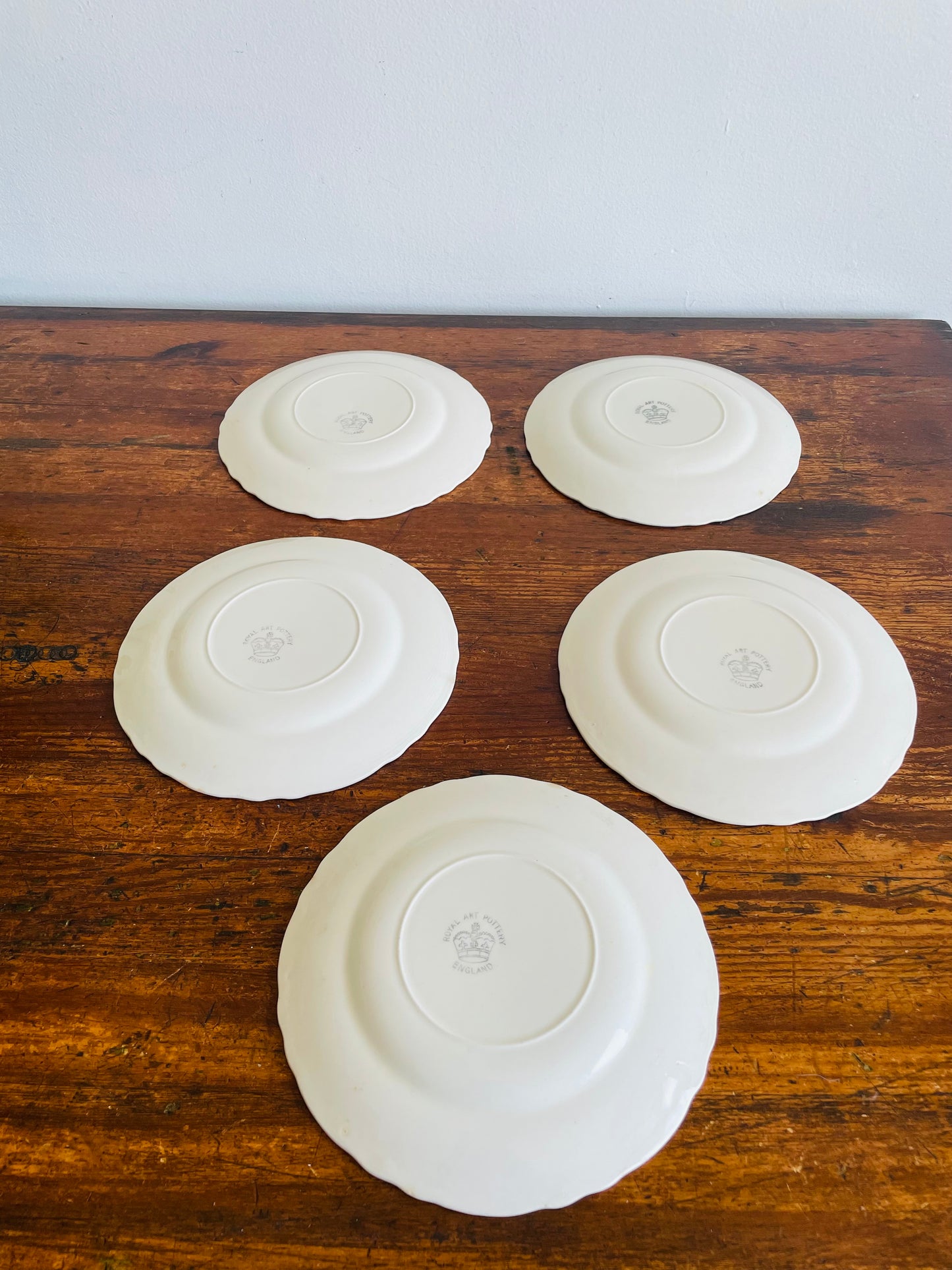 White Royal Art Pottery English Ironstone 7" Side Dish Plates - Set of 5
