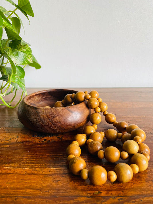 Solid Wood Beads on Rope - Necklace or Decor Piece