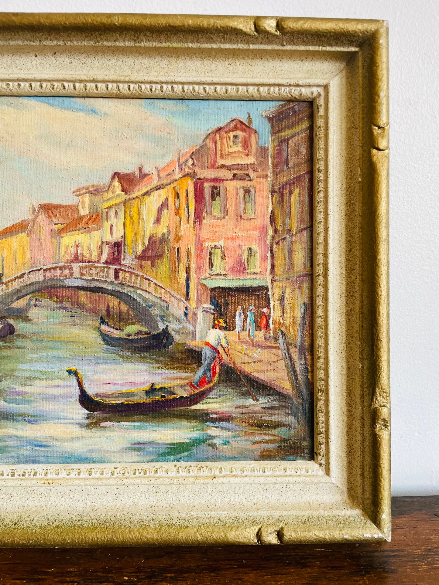 Vintage Original Art Painting Signed by Listed Hamilton Artist Juanita LeBarre Symington - "Canal Principal Venice" July 1975 - Original Sketch on Imported Linen Canvas