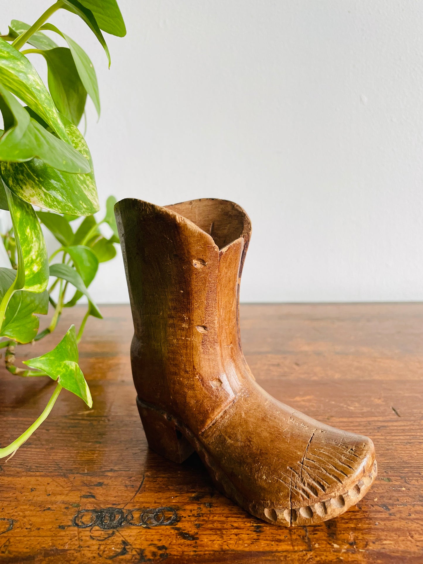 Handmade Wooden Boot Shoe - Carved From a Single Piece of Wood!