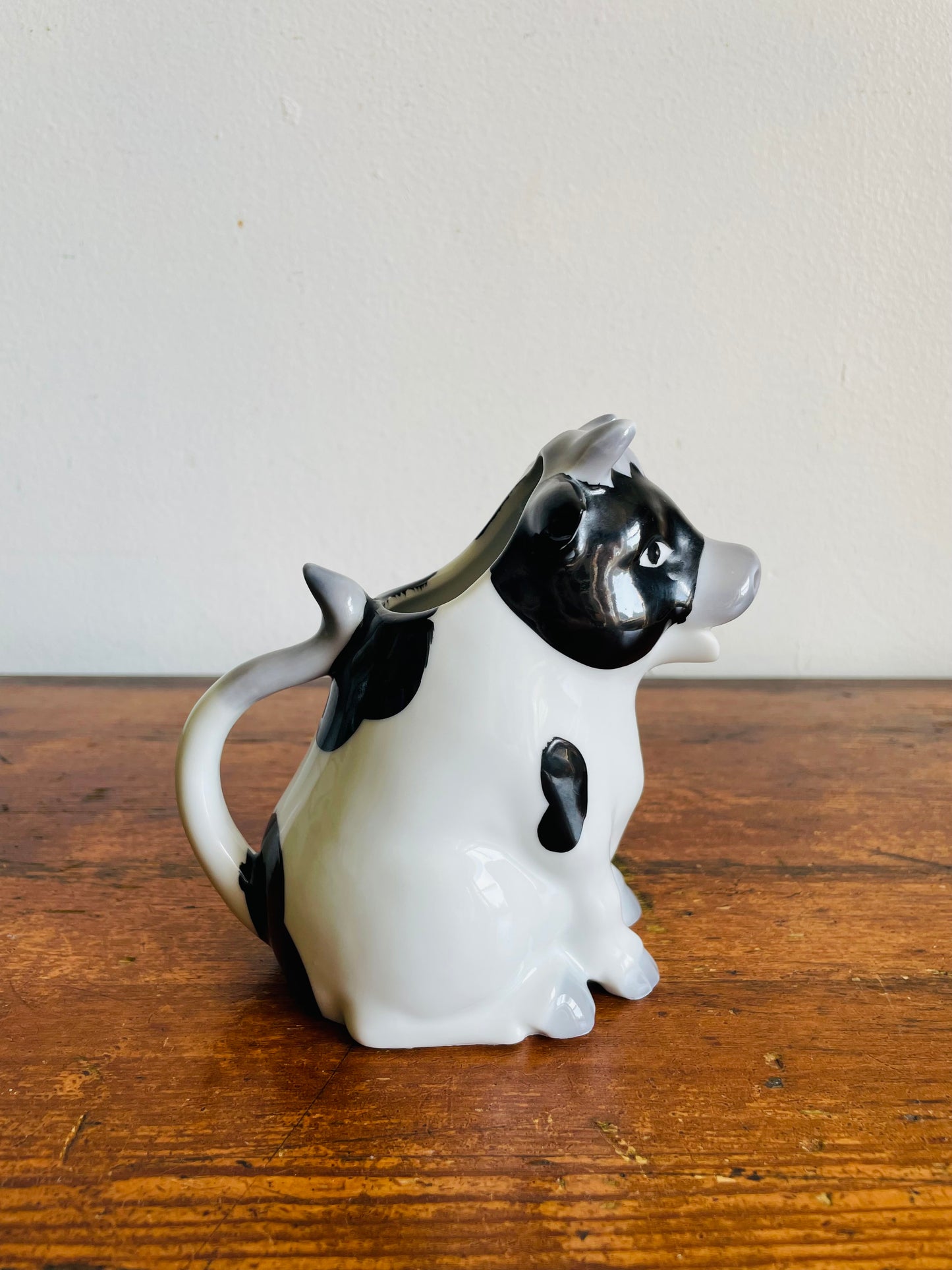 Vintage Fun Novelty Black & White Cow Creamer Milk Pitcher Jug