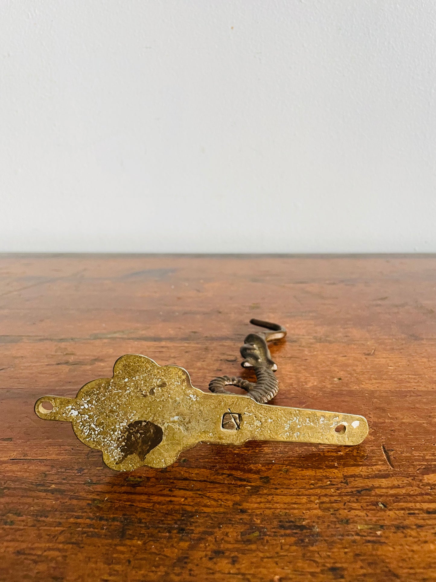 Vintage Ornate Brass Wall Hook with Dragon Serpent Mystical Animal