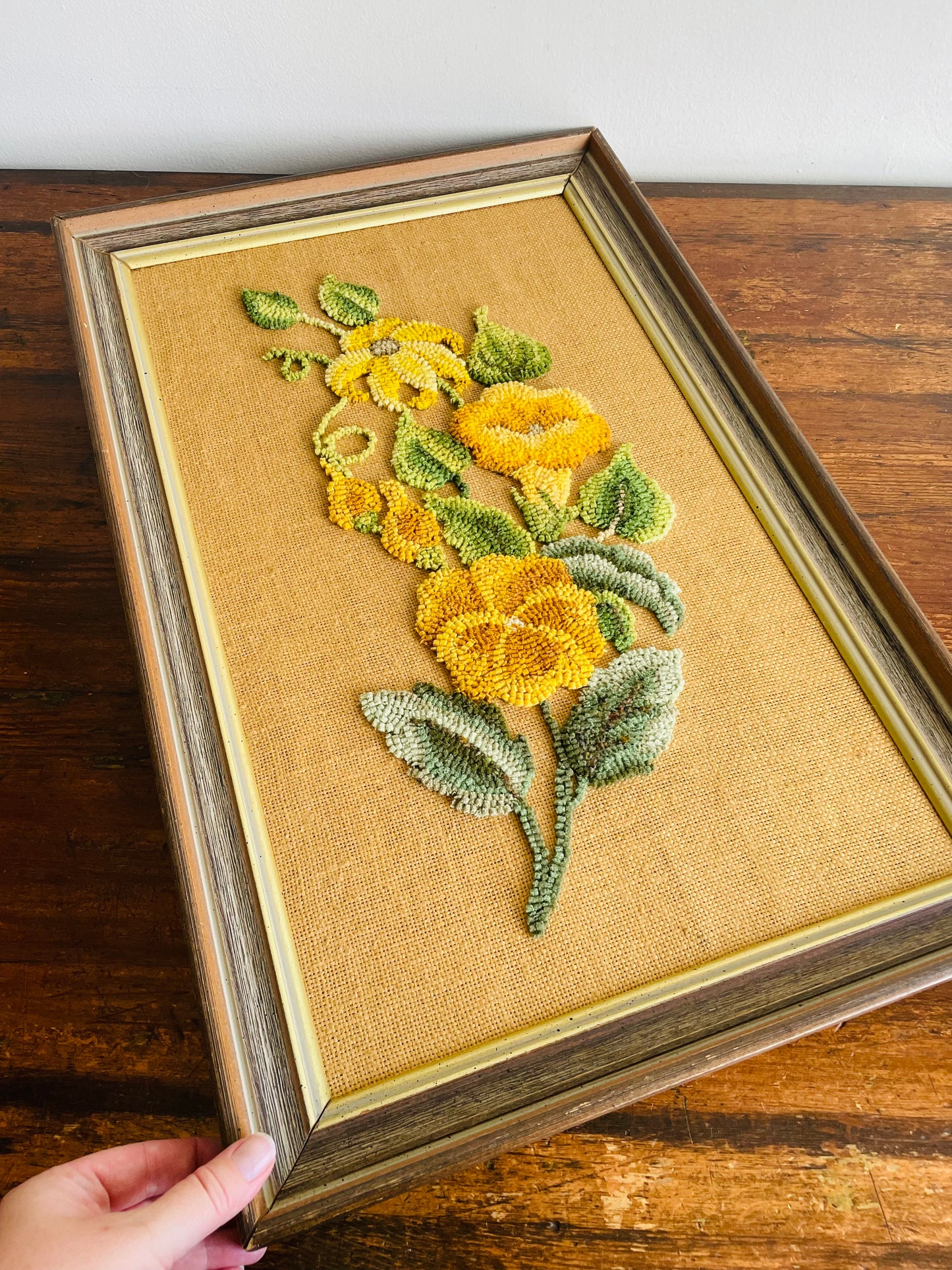 Tall Floral Rug Hook Embroidery Picture - June 19, 1979