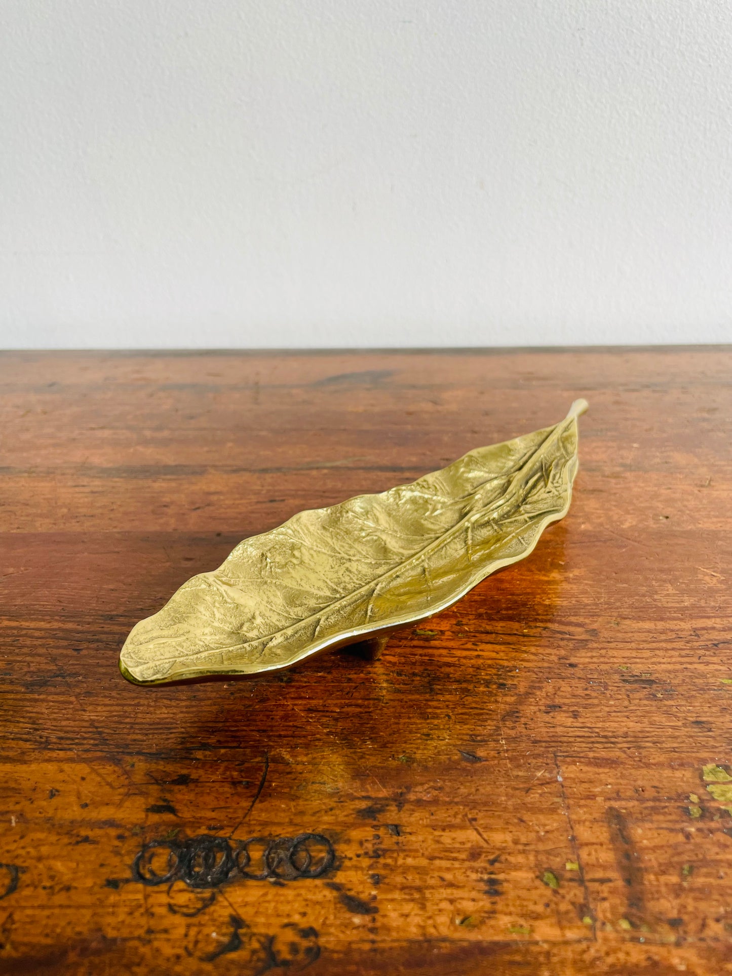 Oskar J. W. Hansen 1963 Brass Tobacco Leaf Dish 3-61 - Virginia Metalcrafters - Hauni Richmond Inc.
