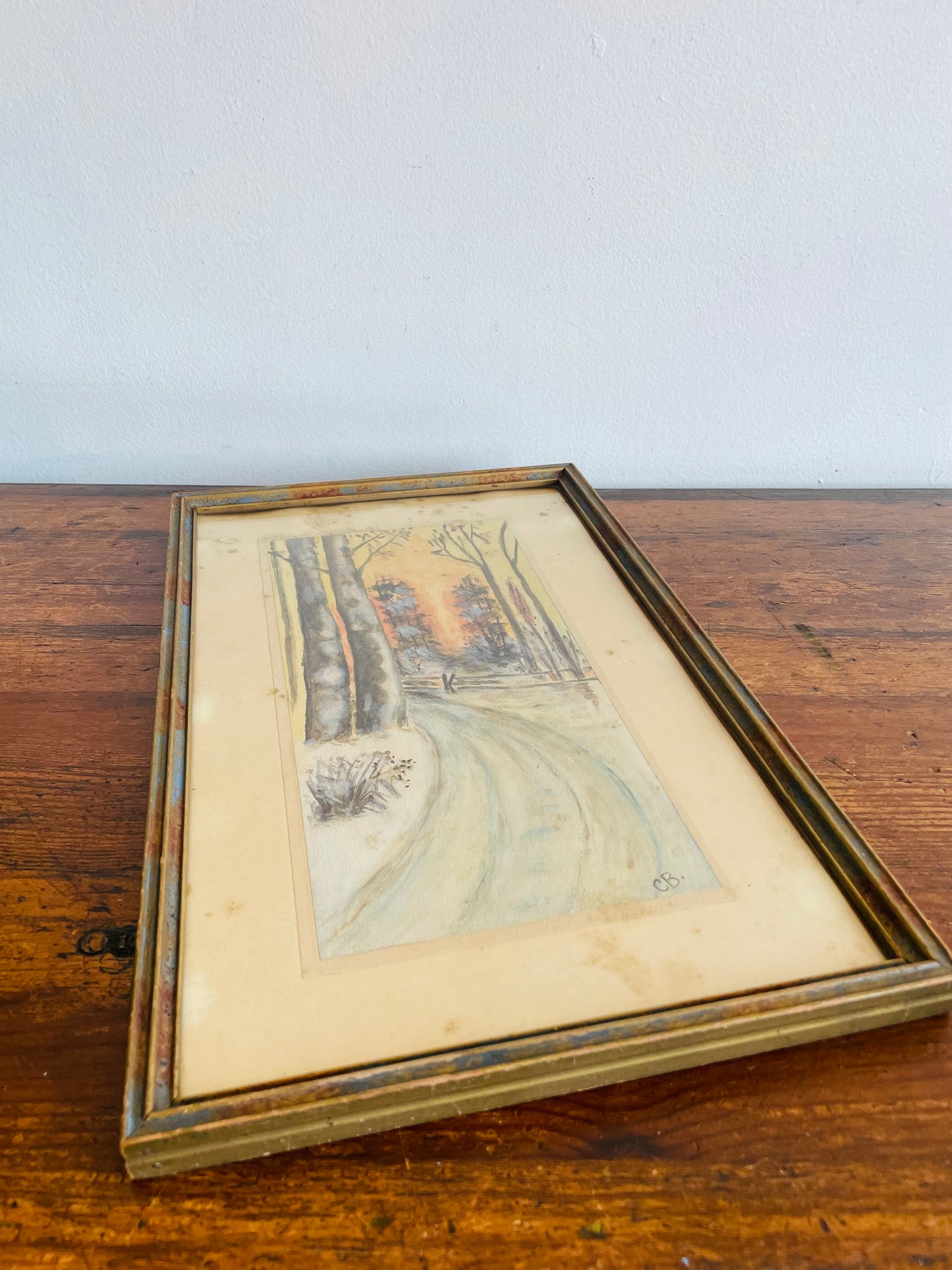 Original Art Watercolour Painting of Path Leading Through Forest - Possibly Antique - Artist Signed