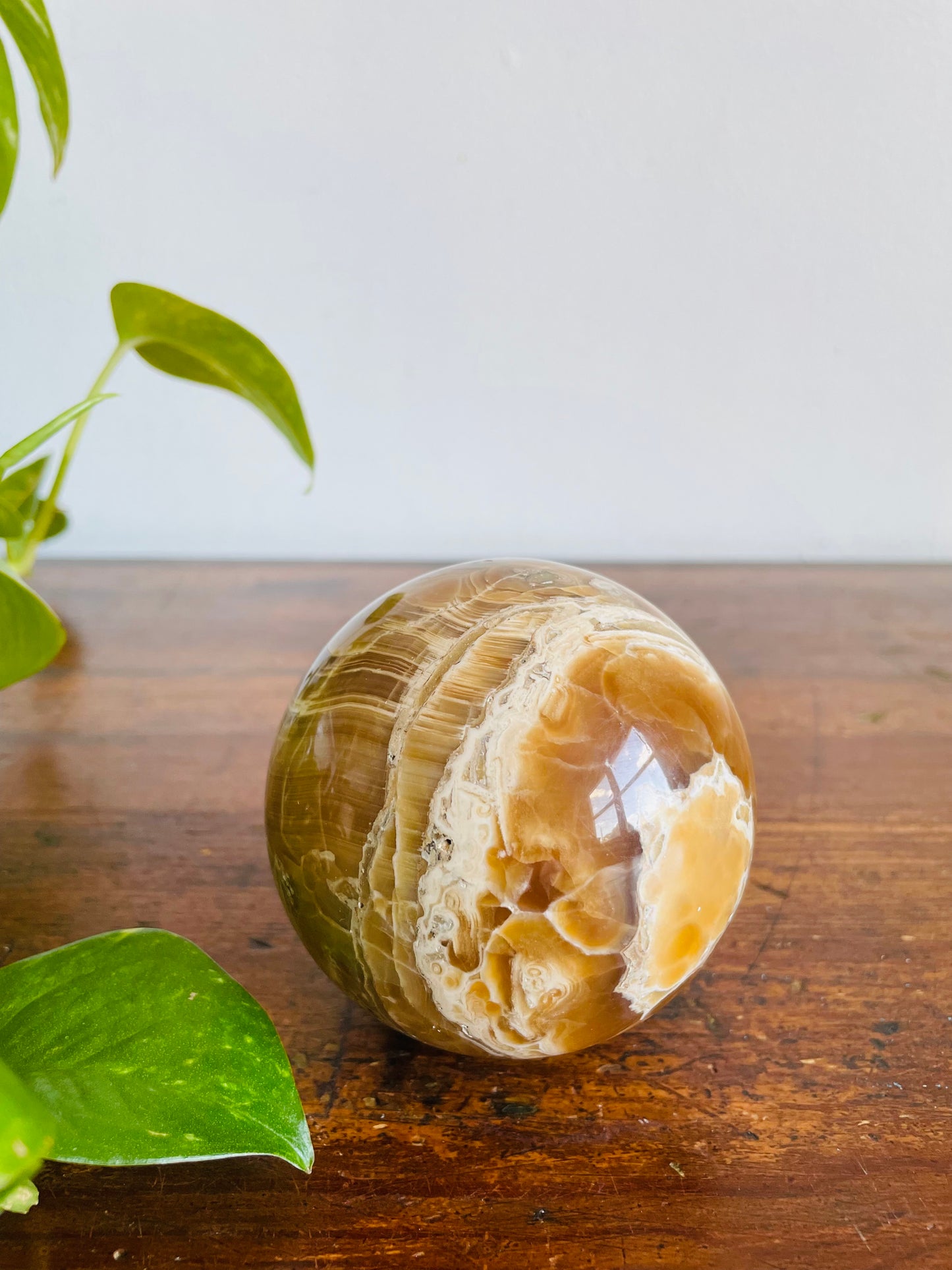 Vintage Genuine Italian Onyx Stone Sphere - Made in Italy