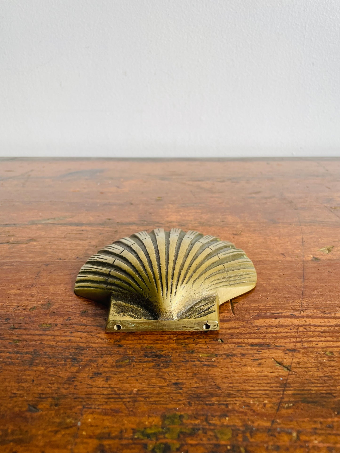 Vintage Brass Clam Shell Seashell - Pier 1 Imports - Made in Korea - Includes Screws & Ledge - Might Originally Be A Bookend?