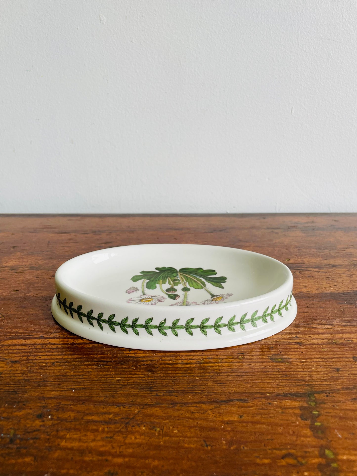 1972 Portmeirion Botanic Garden Daisy Flower Pattern Oval Soap or Trinket Dish by Susan Williams-Ellis - Made in England