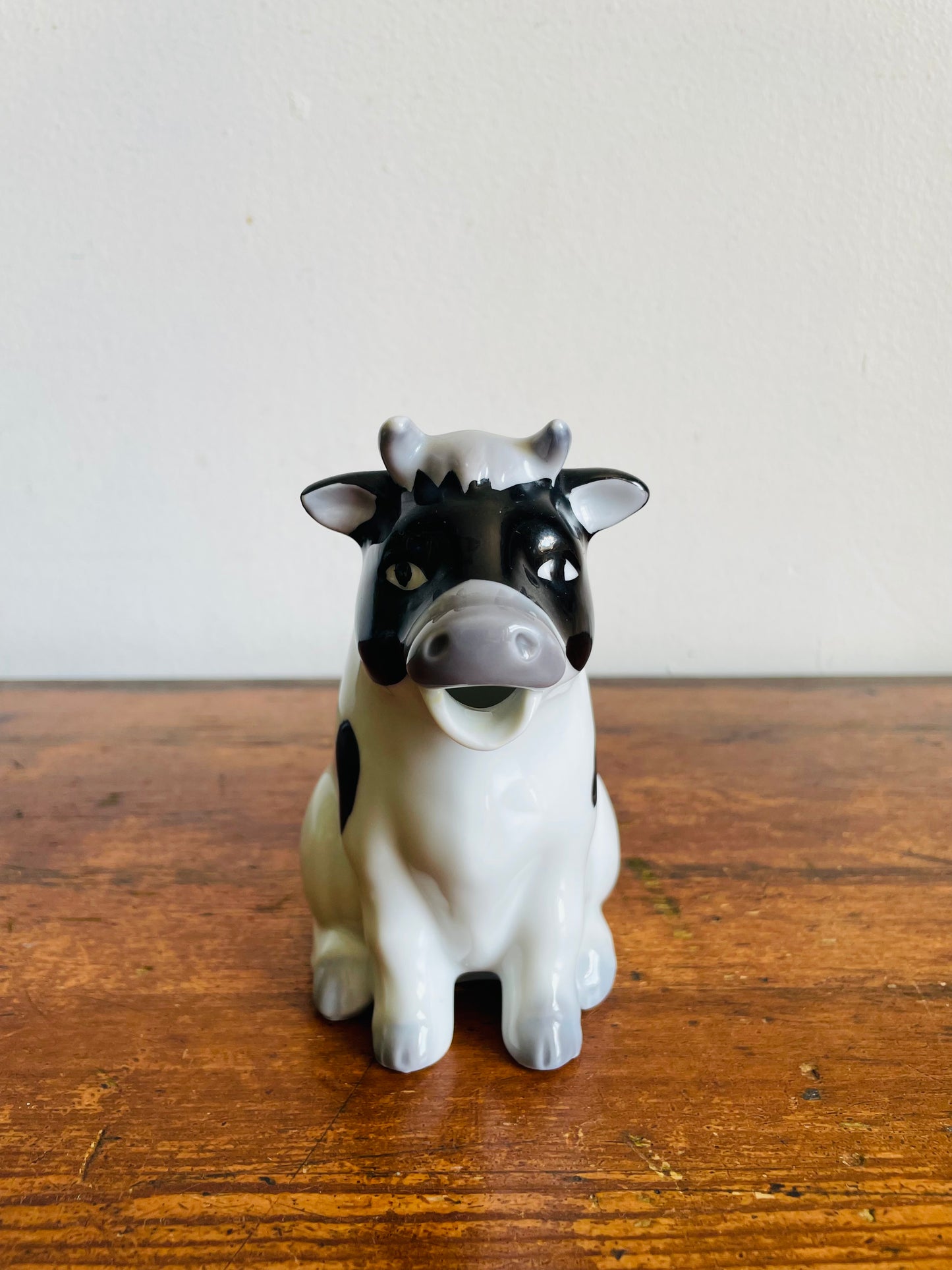 Vintage Fun Novelty Black & White Cow Creamer Milk Pitcher Jug