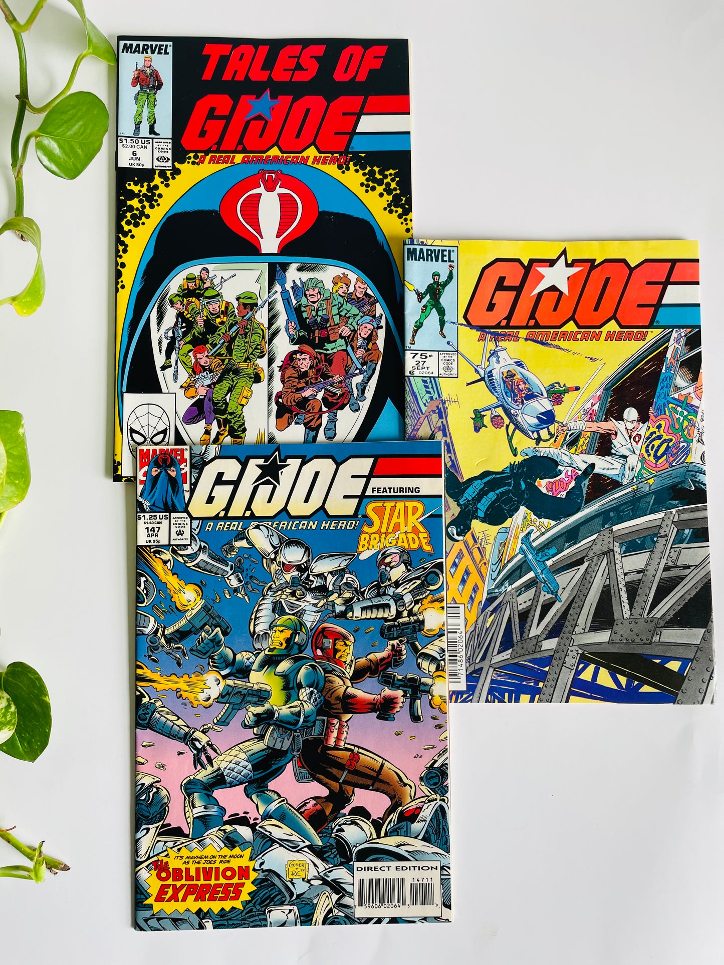 Vintage 1984, 1988, 1994 Marvel G.I. Joe Comic Book Bundle - Includes 3 Comics - Issue 6, Issue 27, Issue 147 - Tales of G.I. Joe