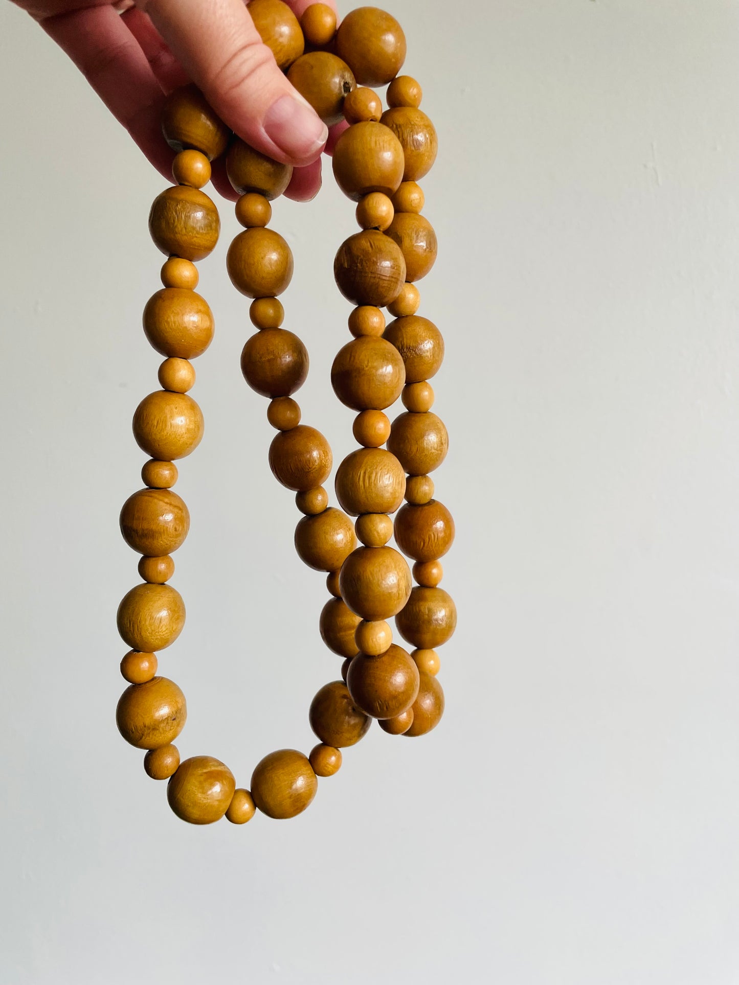 Solid Wood Beads on Rope - Necklace or Decor Piece