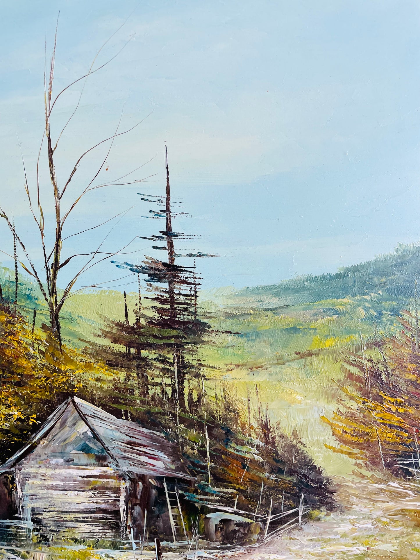 Original Art Oil Painting on Board - Rustic Barn or Cabin in Nature Scene