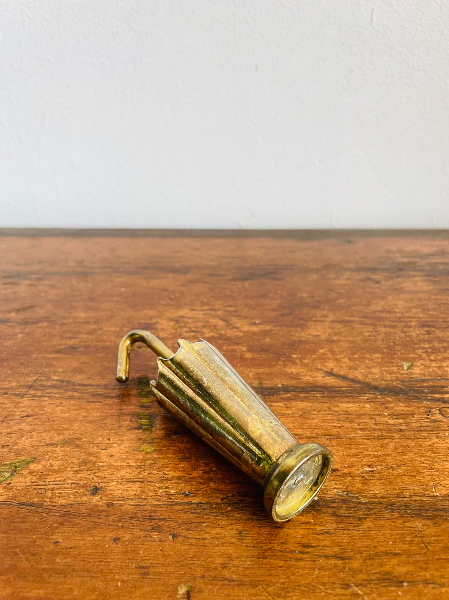 Vintage Solid Brass Umbrella Toothpick or Match Holder