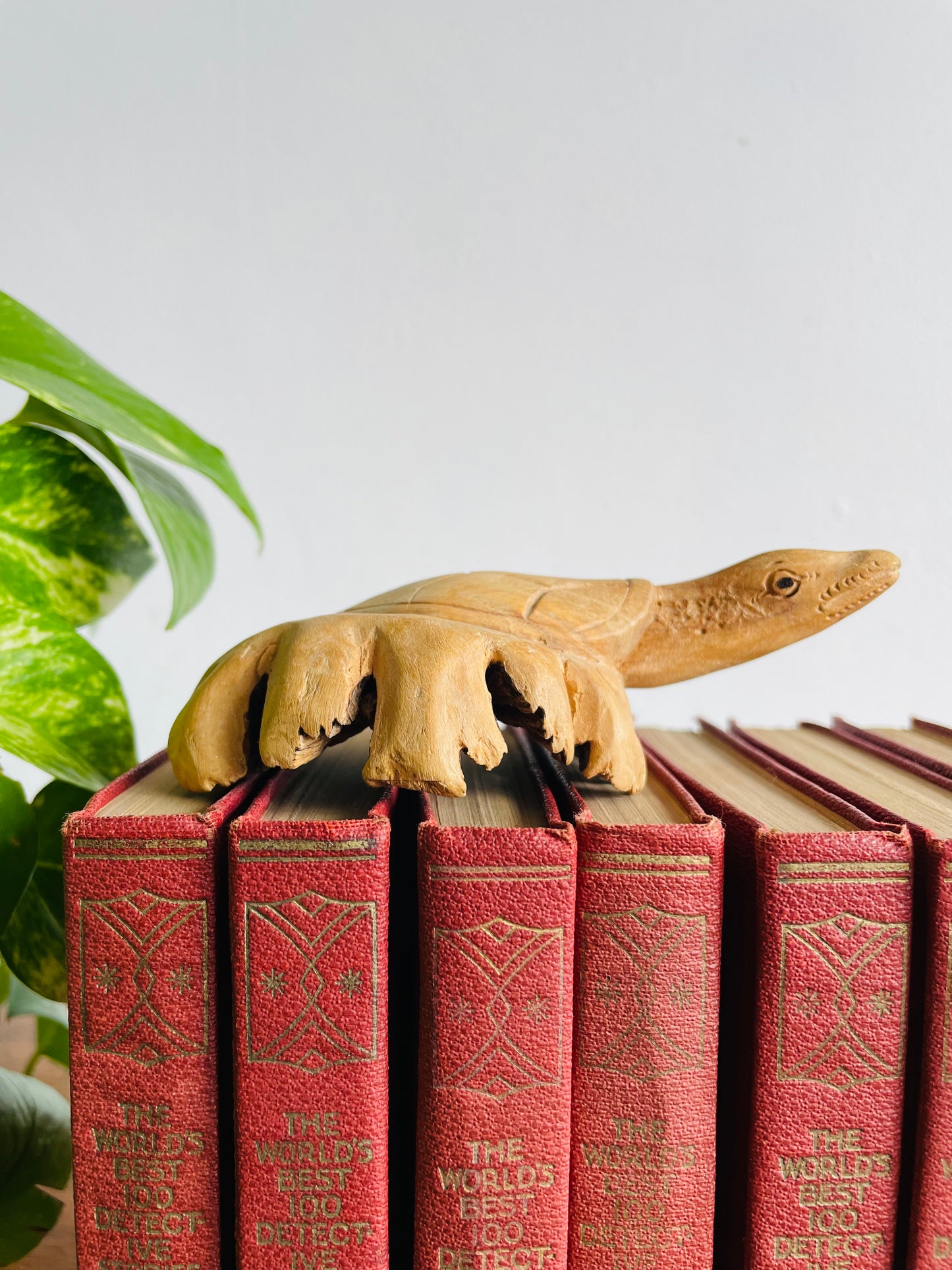 Hand Carved Wooden Turtle Sculpture Figurine