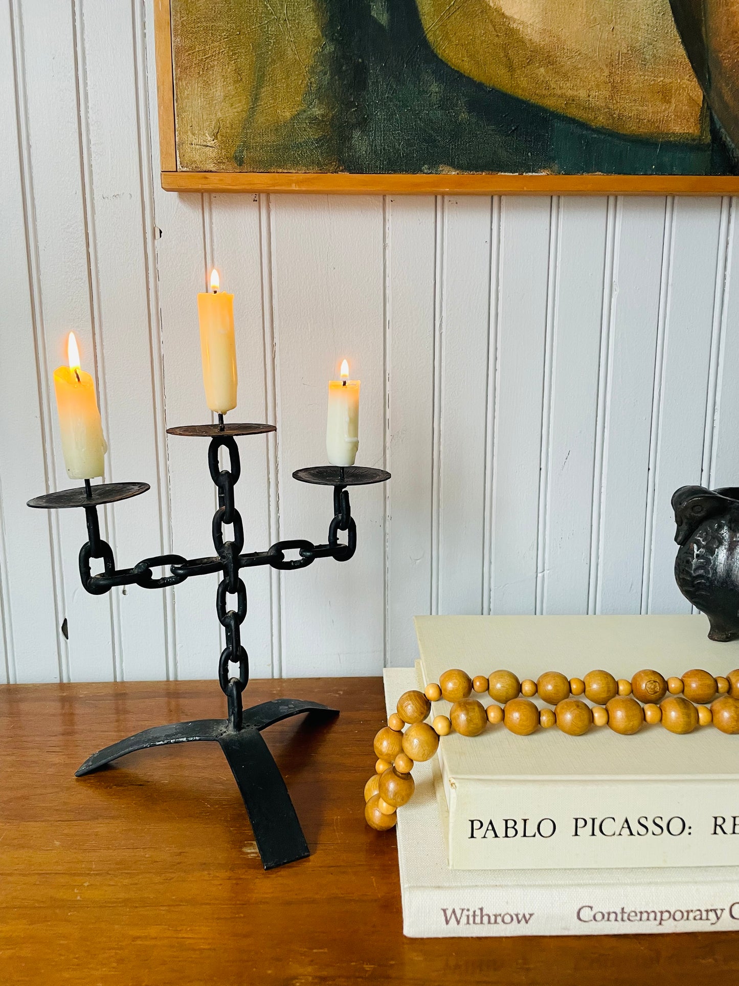 Solid Wood Beads on Rope - Necklace or Decor Piece