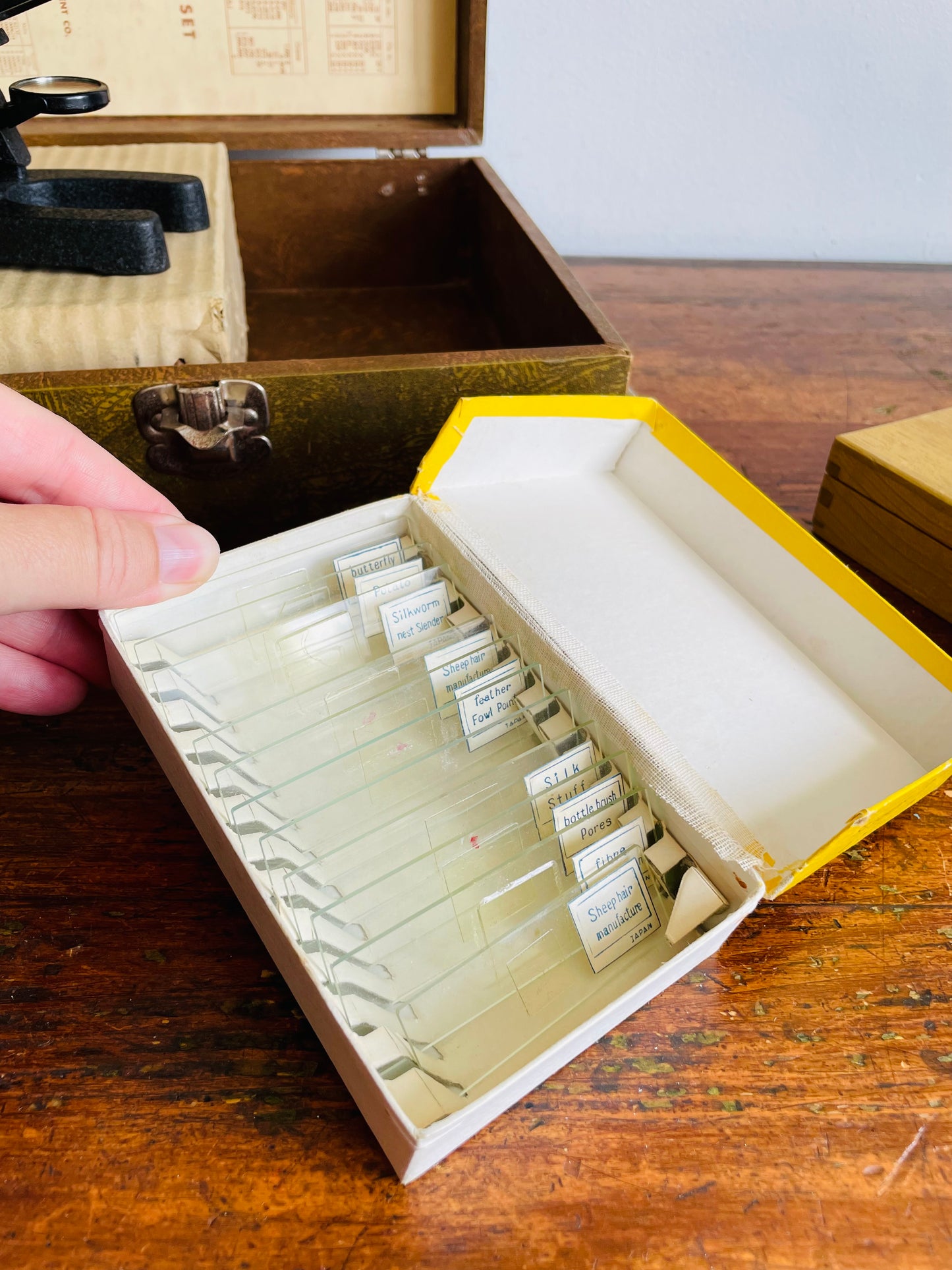 1956 SPI No. 1827 Deluxe Microscope Set in Carry Case - Includes Slides & Book - Made in Japan