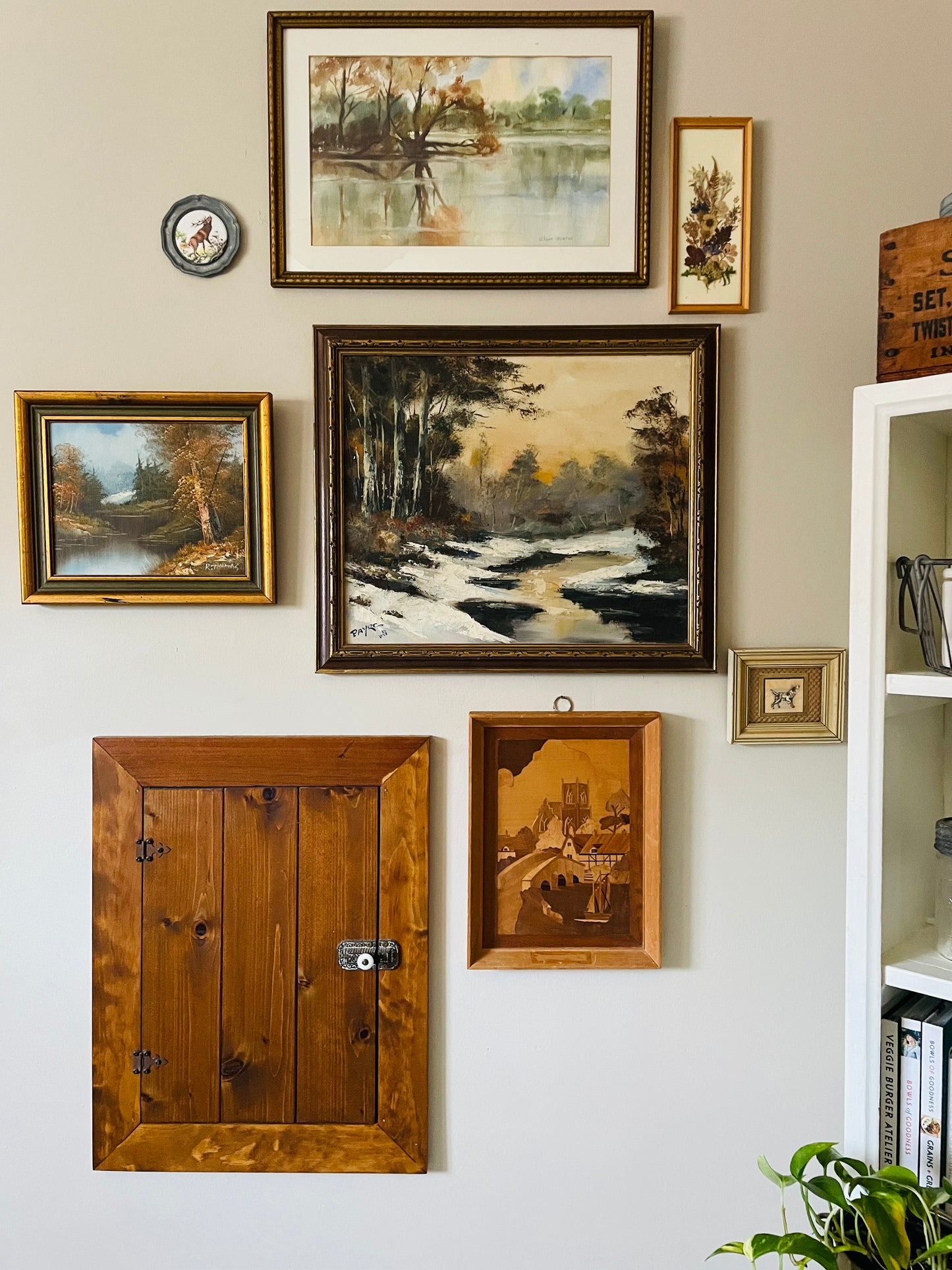 Handmade Framed Inlaid Wood Marquetry Picture - The Village Church by Harold Hurst