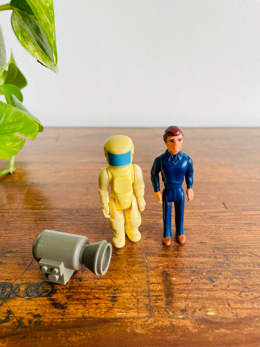 1984-1985 Fisher Price Construx Articulated Action Figures - Space Reactor, Astronaut & #6140 Road Rig Man