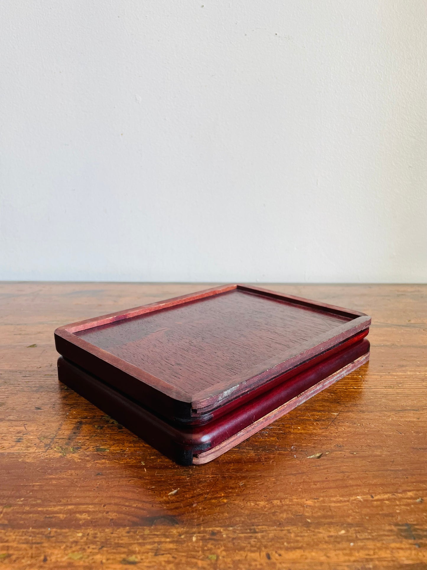 Vintage Hinged Wood Folding Double Picture Frame