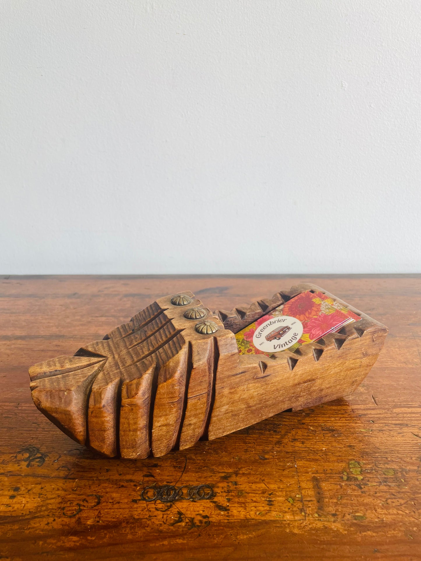 French Carved Wooden Shoe Brush Holder - Also Great for a Plant or Business Cards - Found in Dublin, Ireland