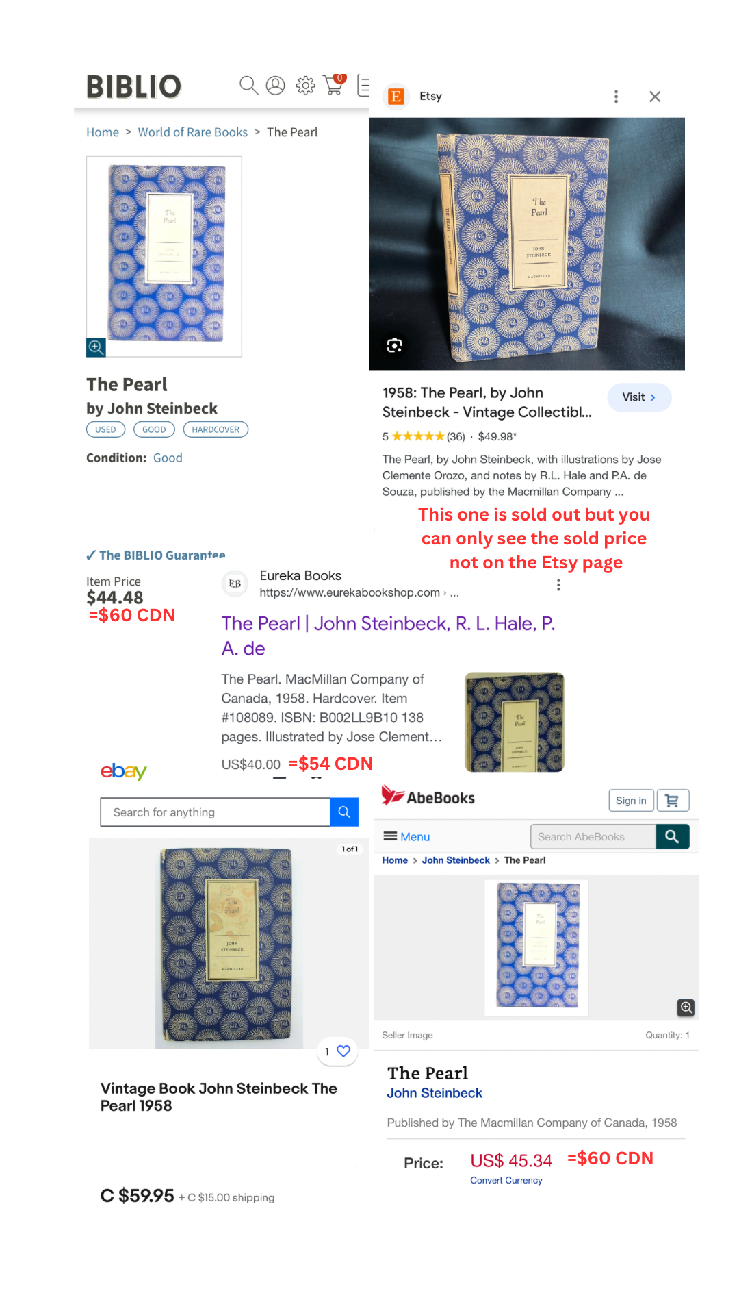 MacMillan Blue Hardcover Book Bundle - The Pearl by John Steinbeck (1958), Two Solitudes by Hugh MacLennan (1951), & The Mayor of Casterbridge by Thomas Hardy (1962)