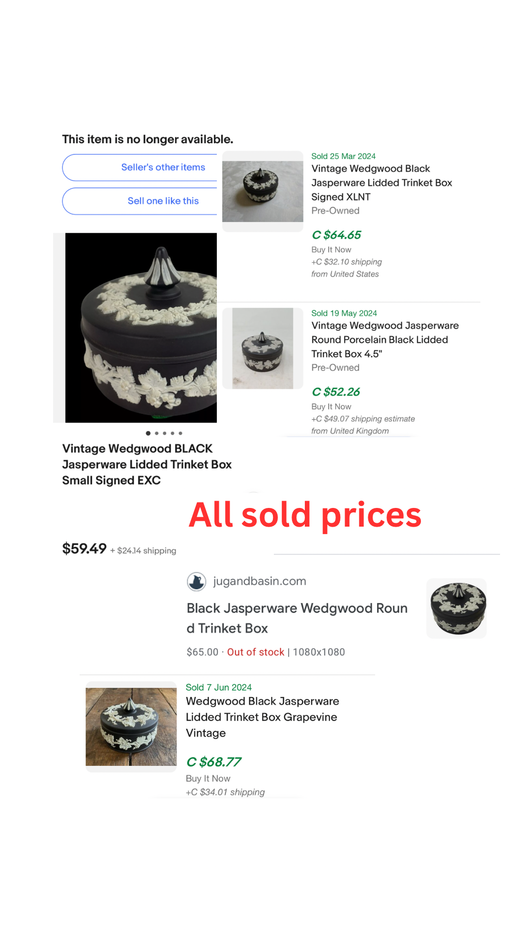 Black Jasperware Wedgwood Round Trinket Dish with Lid - Made in England