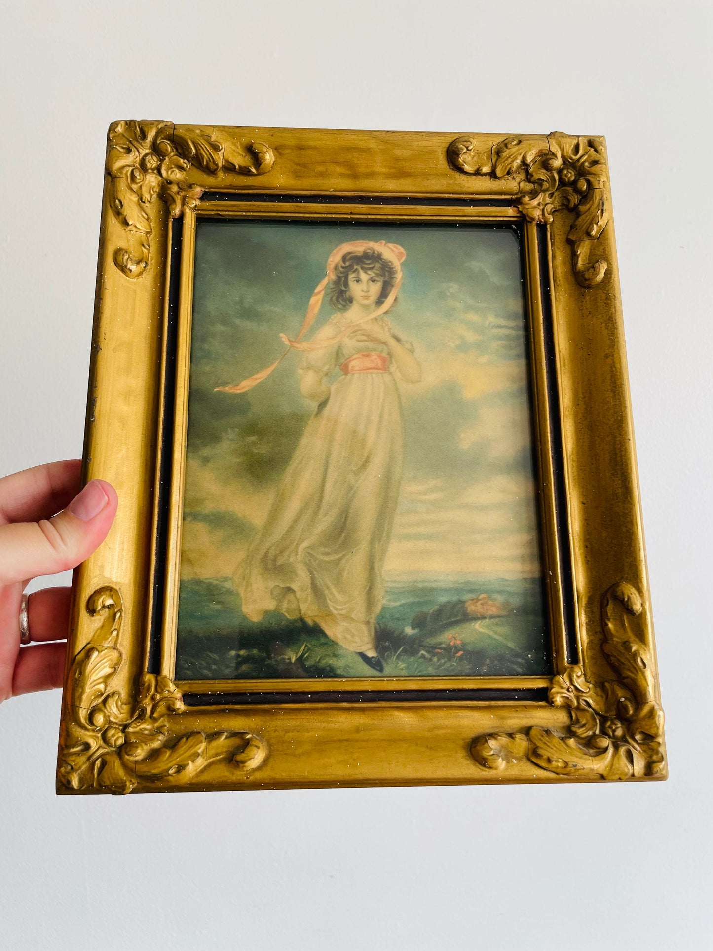 Sarah Barrett Moulton: Pinkie Framed Print by Thomas Lawrence in Ornate Gold Wood Frame
