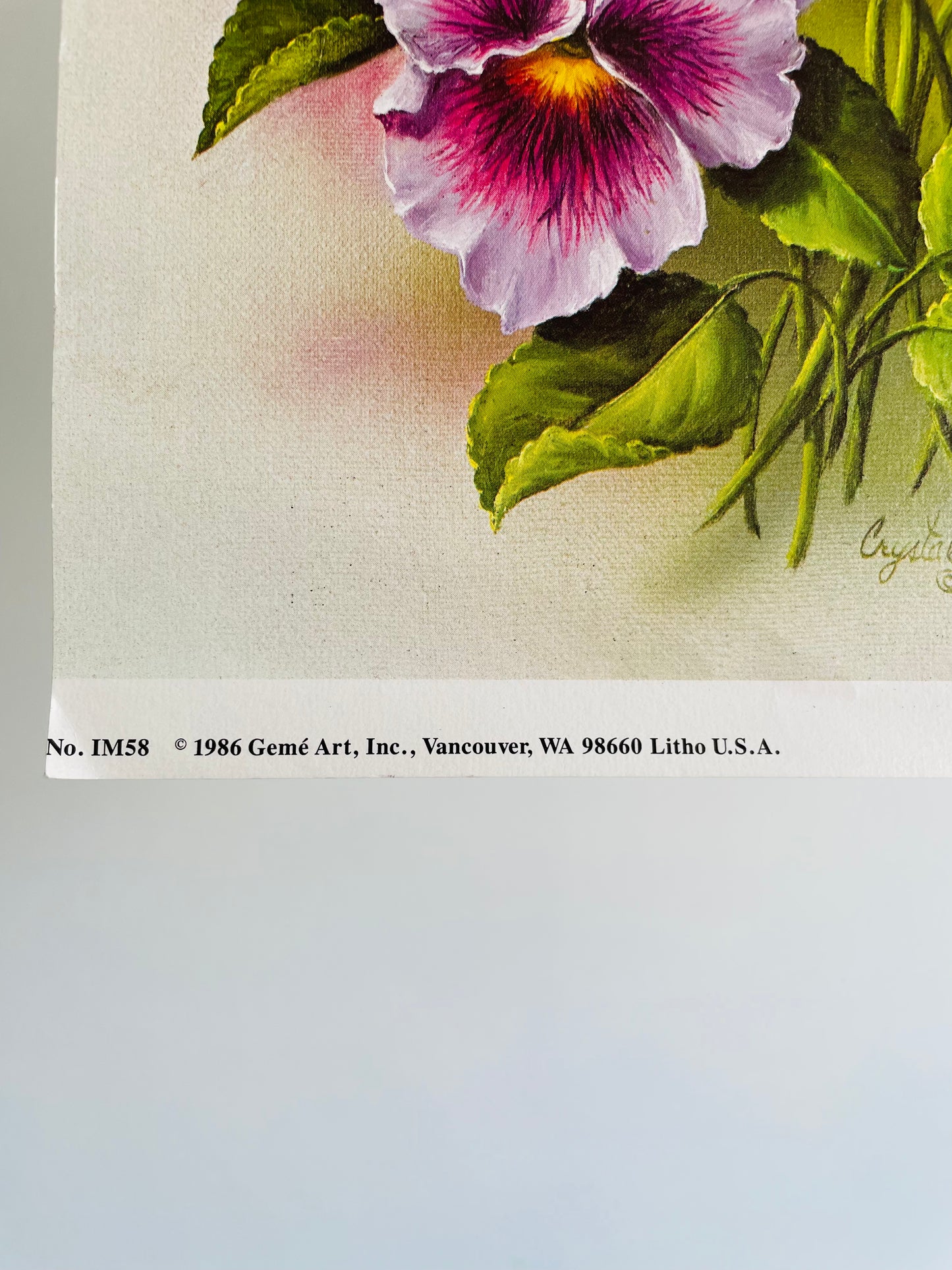 Pansies by Crystal Skelley (1986) Geme Art Inc. - Floral Lithograph Print Ready for Framing!