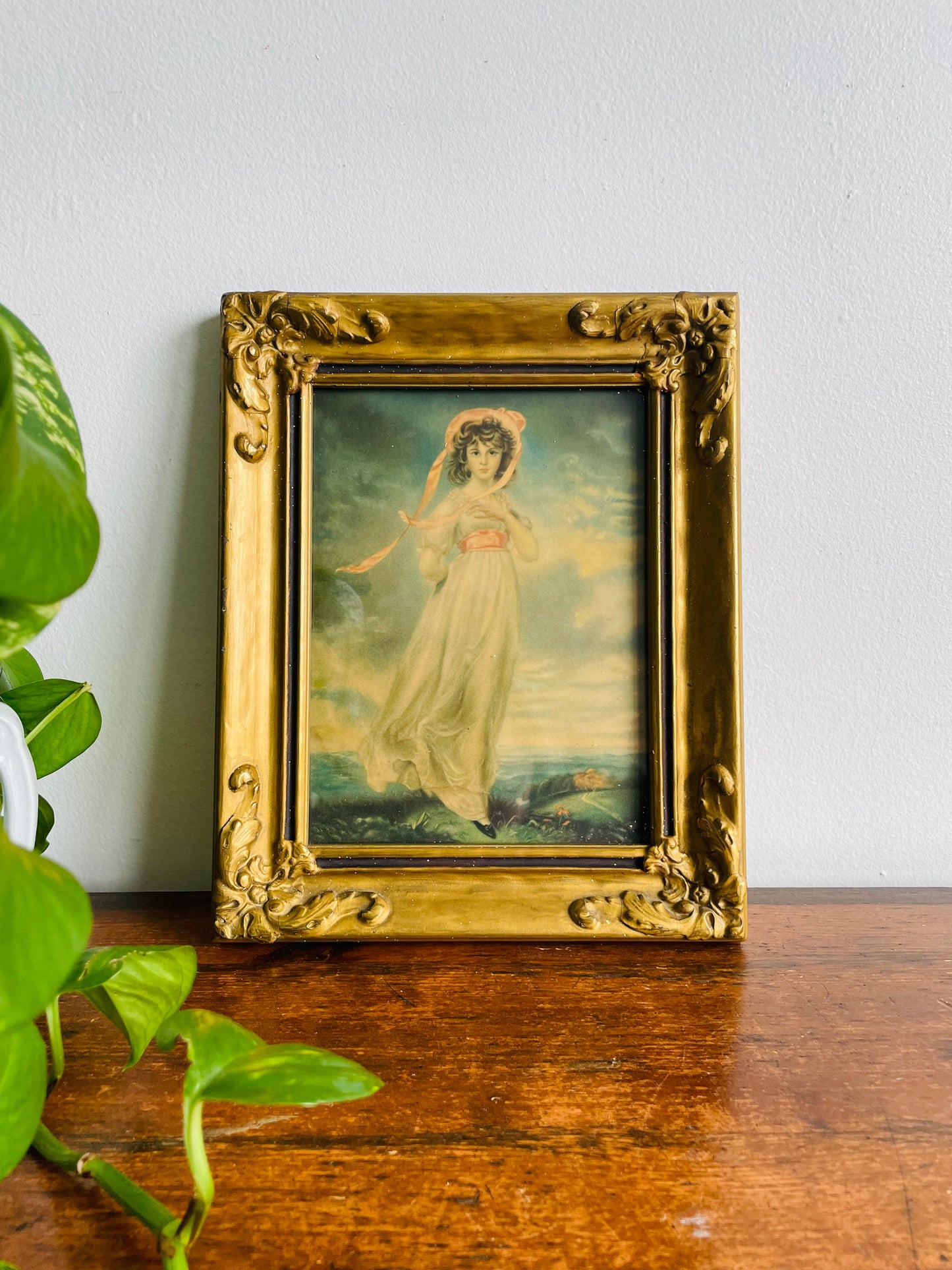 Sarah Barrett Moulton: Pinkie Framed Print by Thomas Lawrence in Ornate Gold Wood Frame