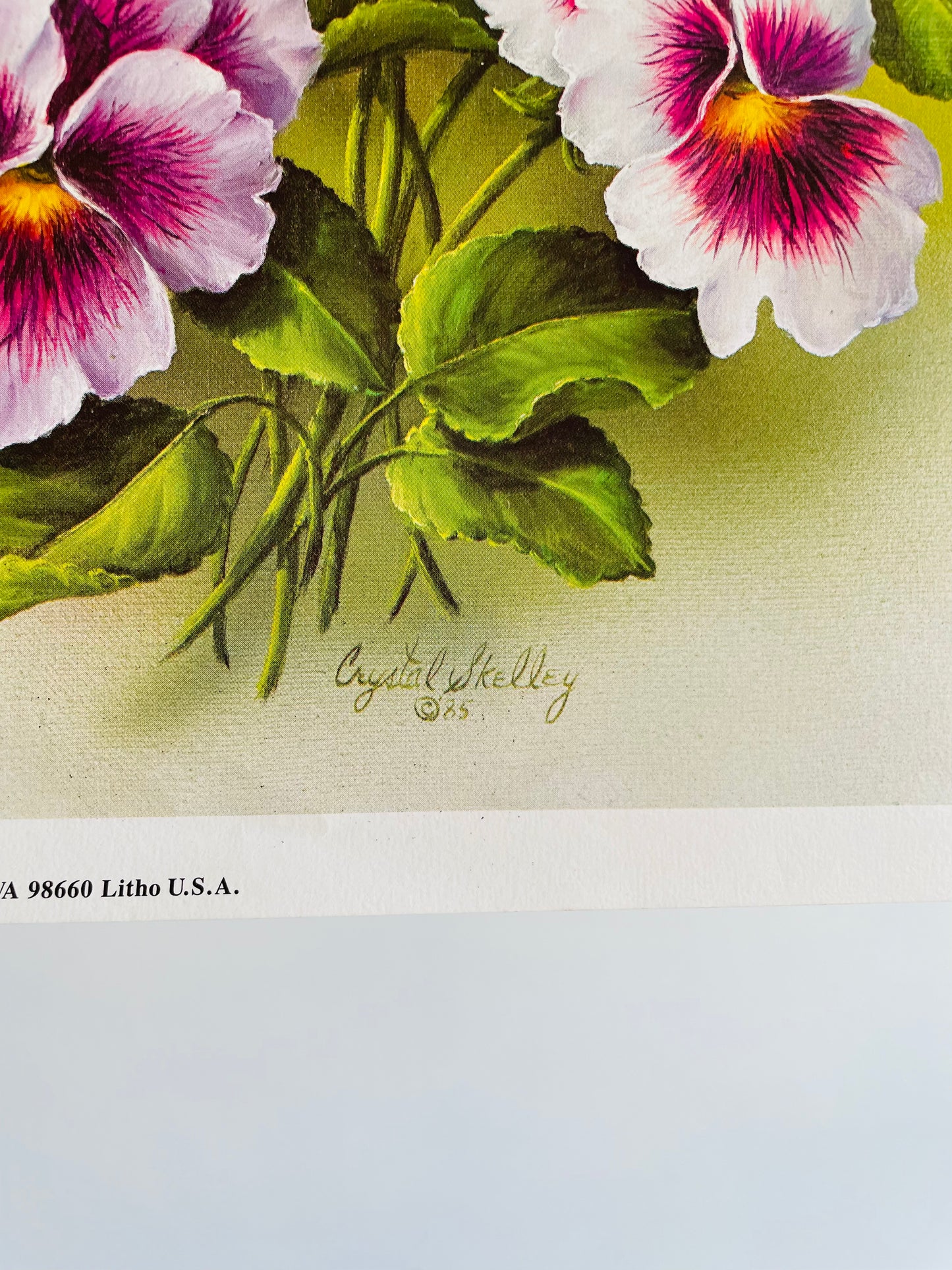 Pansies by Crystal Skelley (1986) Geme Art Inc. - Floral Lithograph Print Ready for Framing!