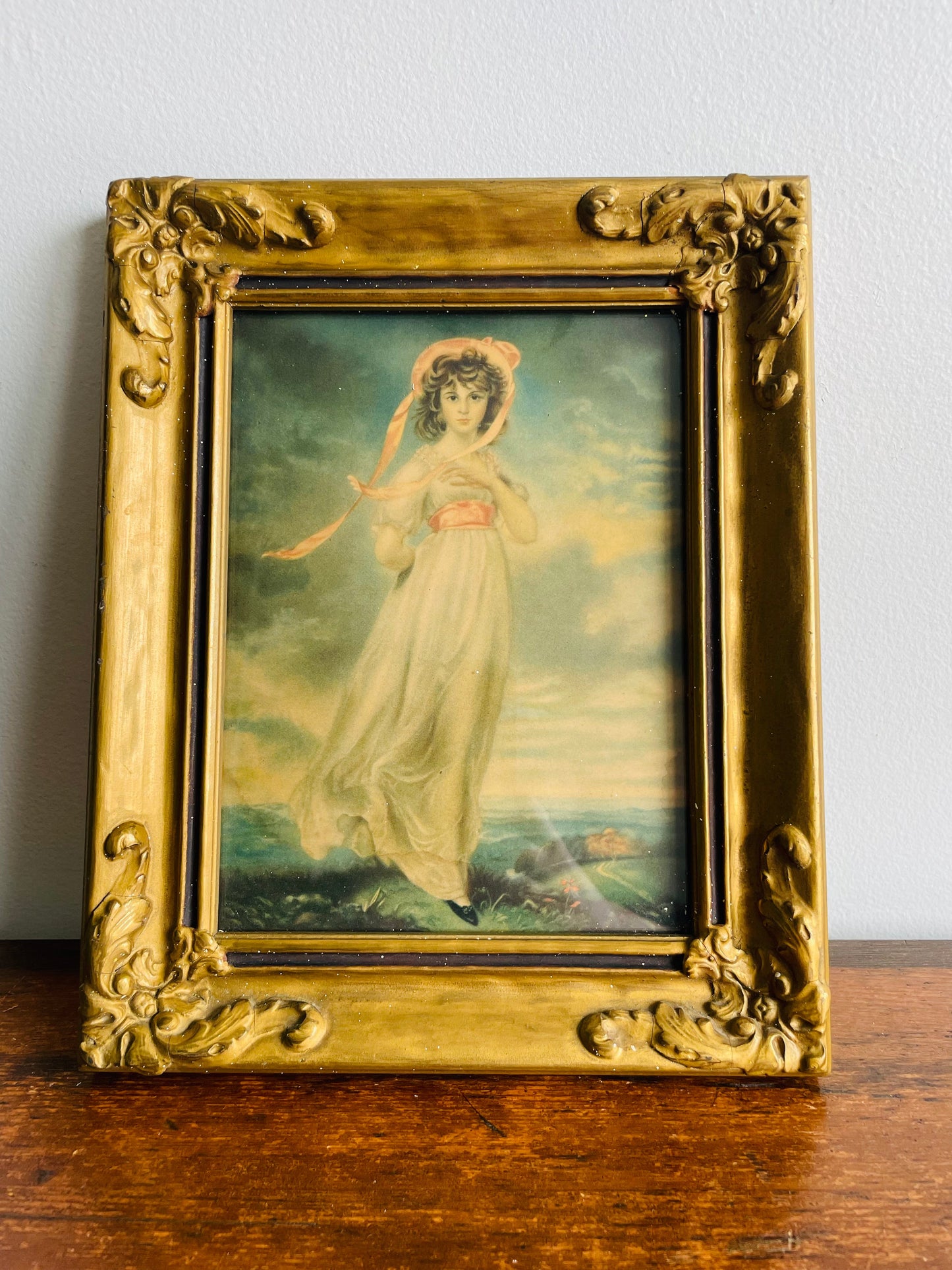 Sarah Barrett Moulton: Pinkie Framed Print by Thomas Lawrence in Ornate Gold Wood Frame