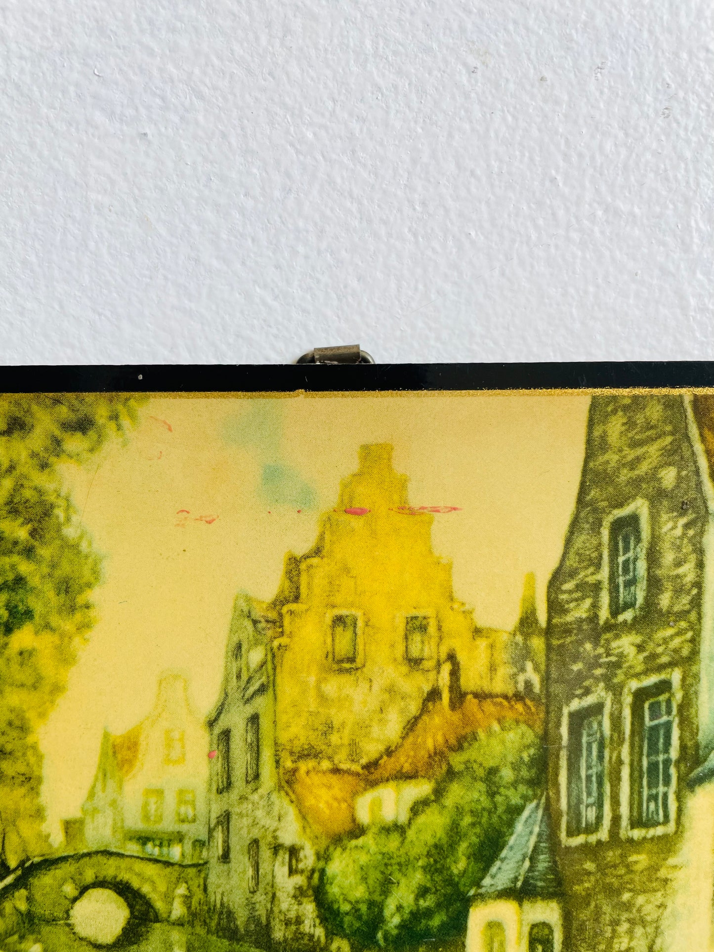 Wooden Picture Plaque of an Amsterdam Canal & Bridge - British Empire Made