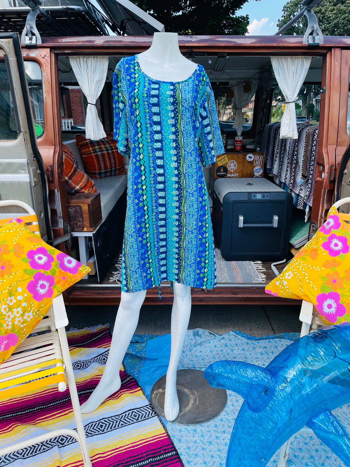 Vintage Huntington Ridge Plus Brand Blue & Green Pattern Dress