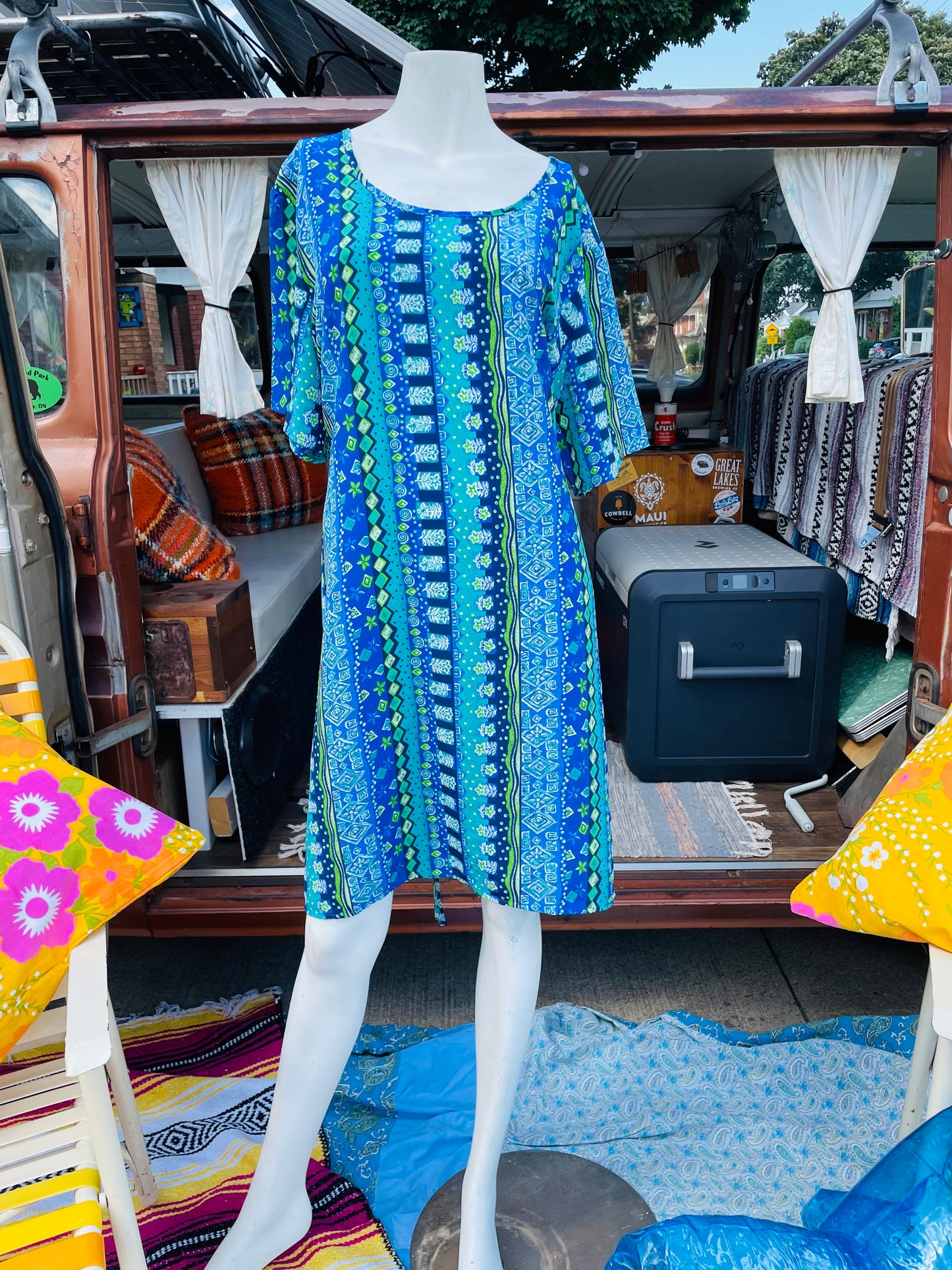 Vintage Huntington Ridge Plus Brand Blue & Green Pattern Dress