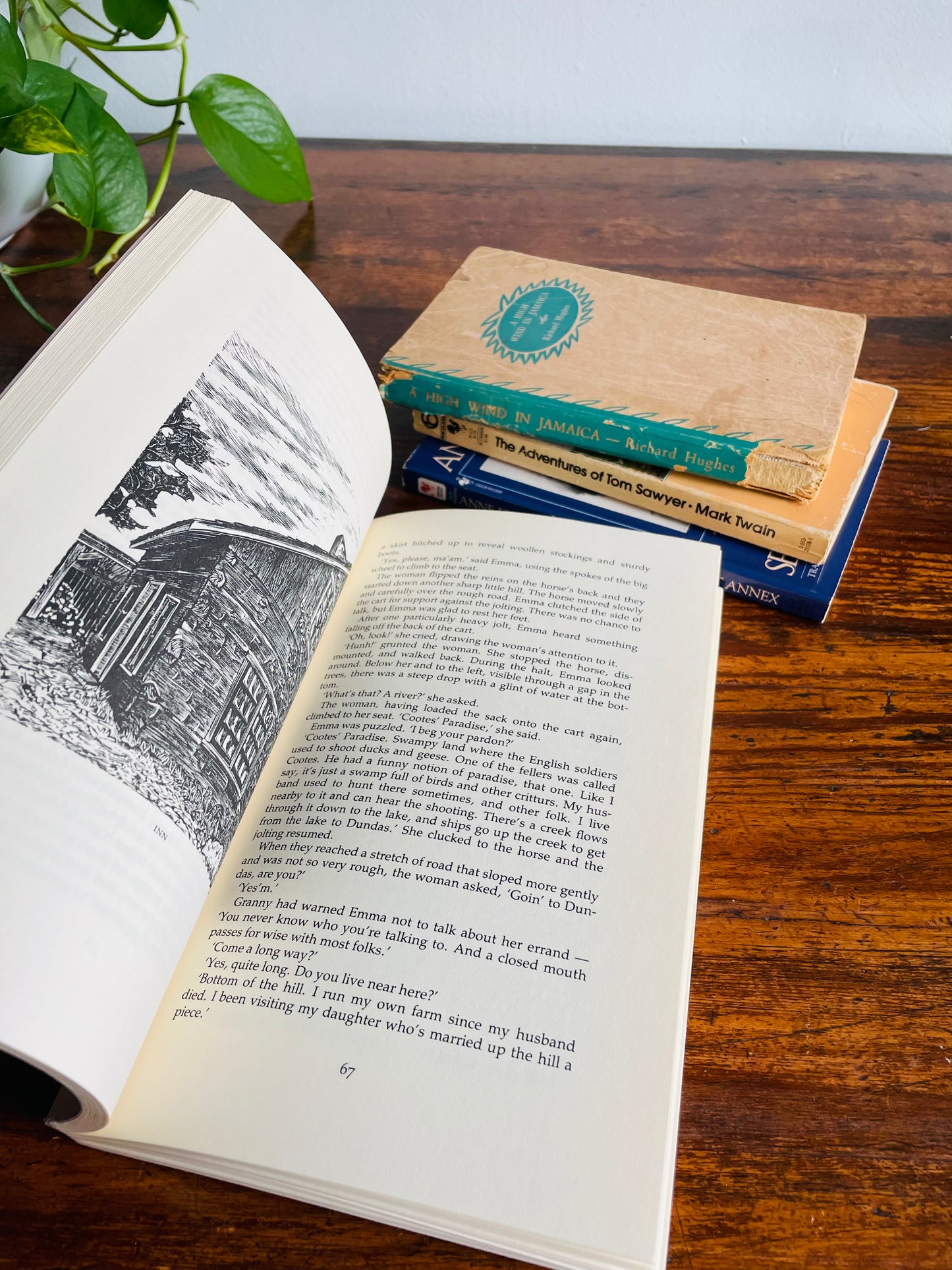 Young Adult Vintage Book Bundle - Anne Frank, Tom Sawyer, High Wind Jamaica, Tinderbox