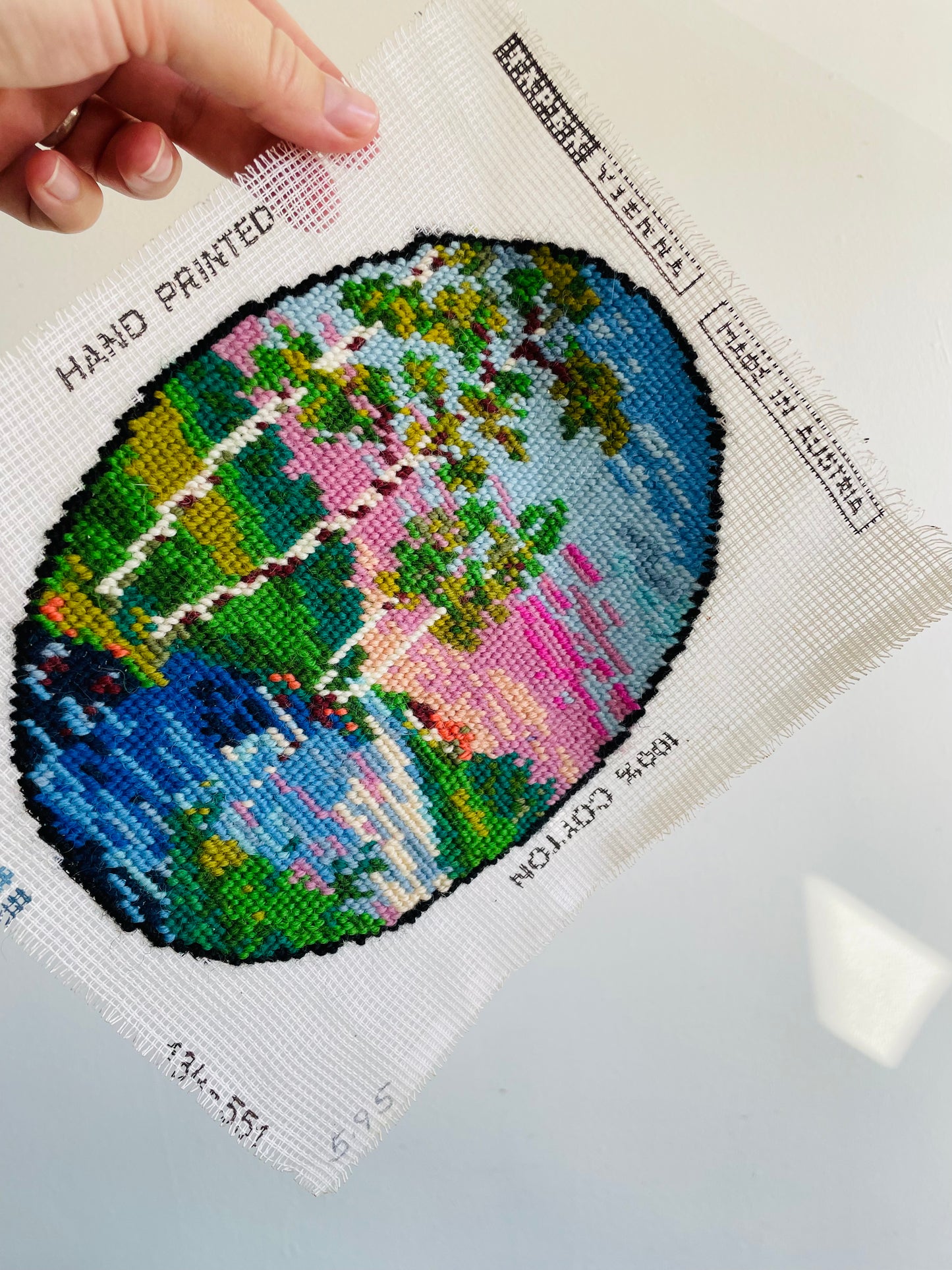 Ready to Frame Embroidery Panel - River & Trees - Made in Vienna, Austria