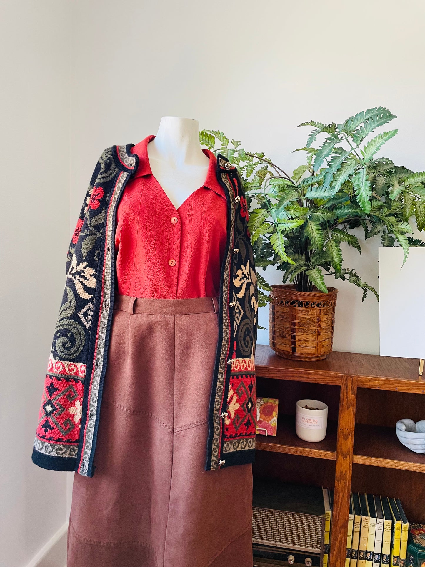 Vintage IMAGE Brand Rust Red Button Up Sleeveless Top with Dagger Collar - Size 3x