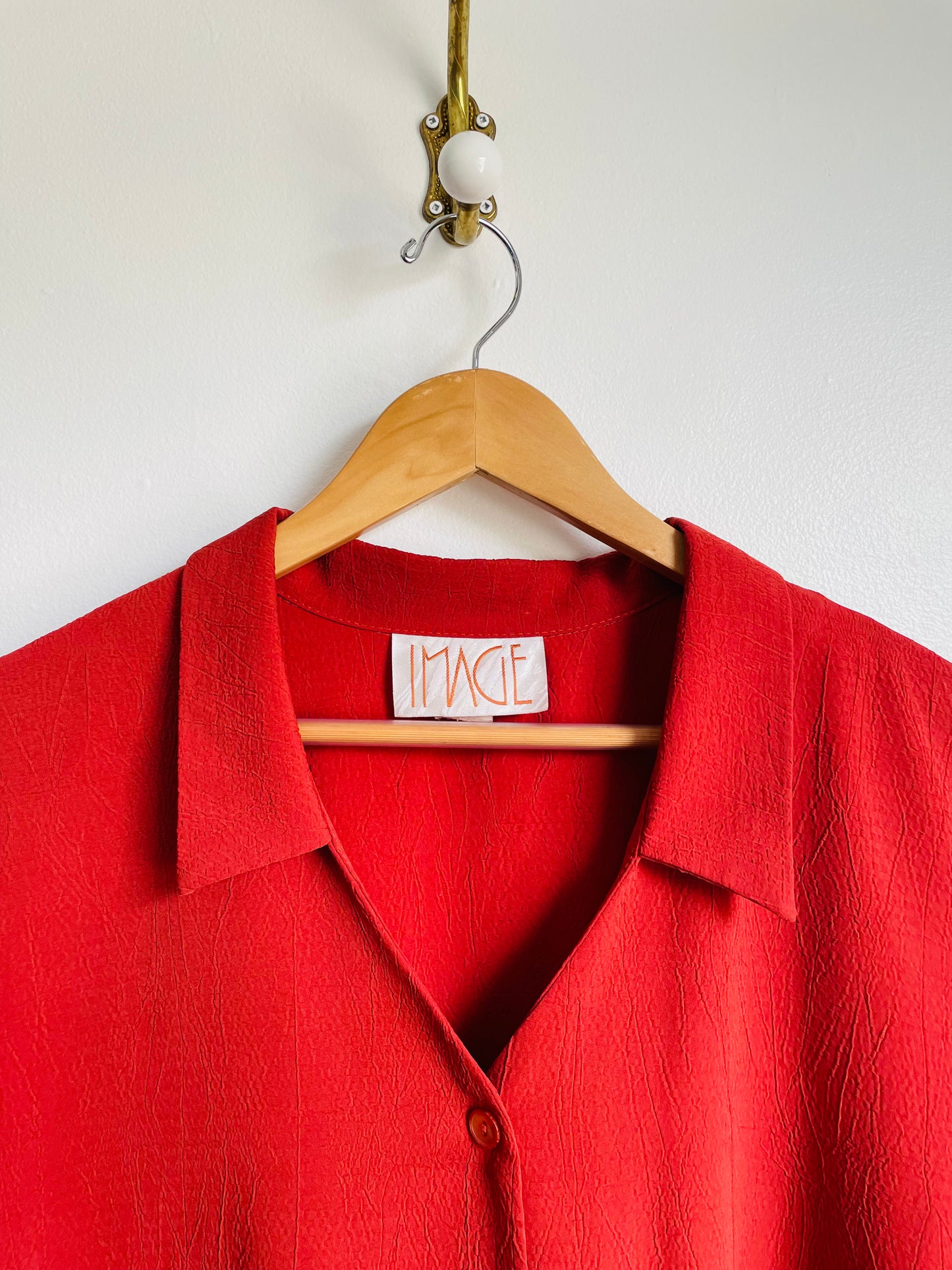 Vintage IMAGE Brand Rust Red Button Up Sleeveless Top with Dagger Collar - Size 3x
