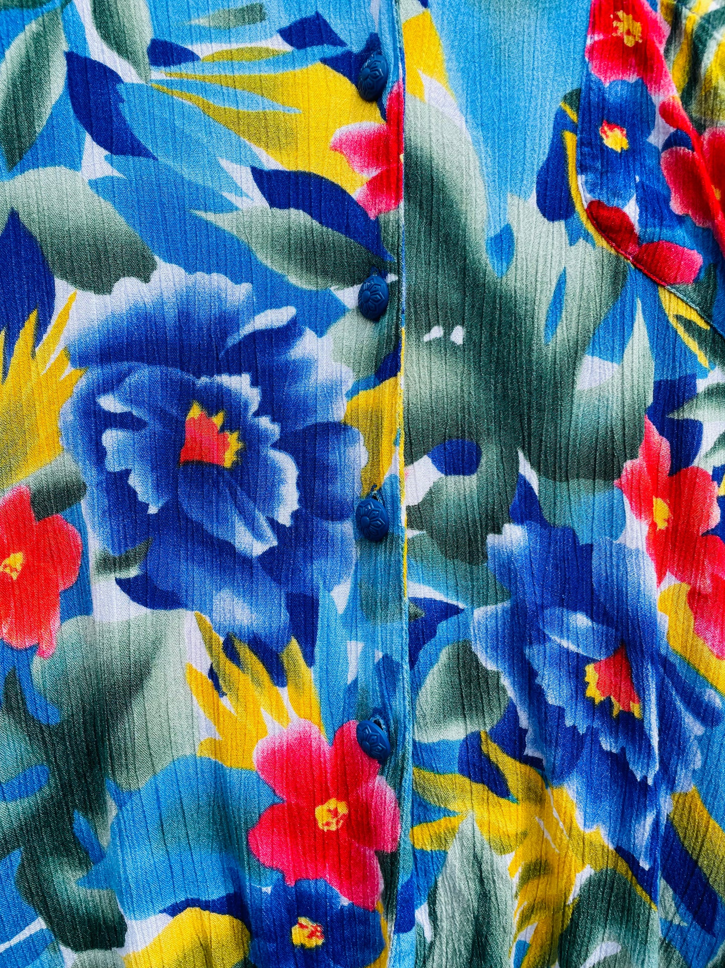 Vintage Nygard Collection Button Up T-Shirt in Vibrant Tropical Print