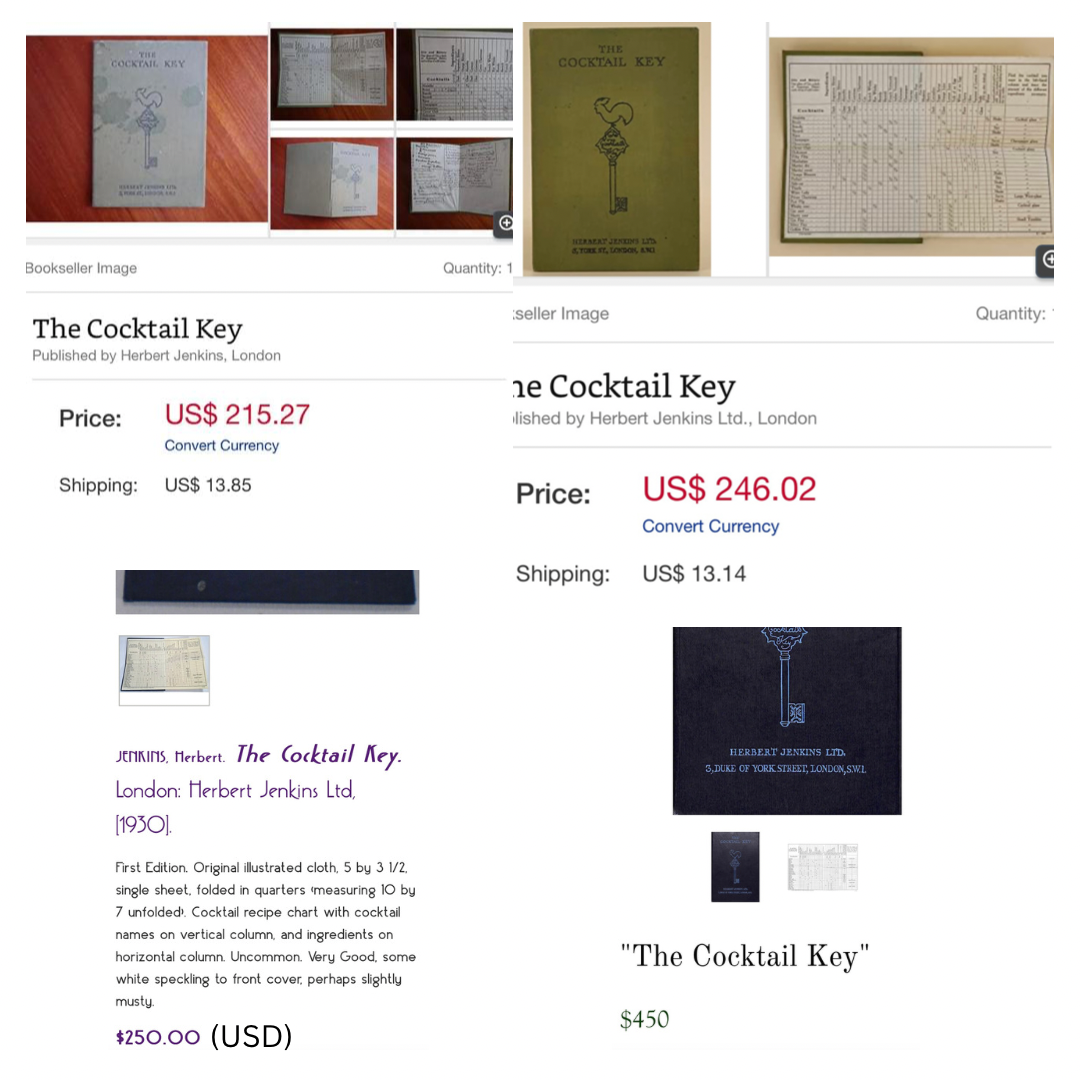 RARE BOOK - Herbert Jenkins - The Cocktail Key - 1930s Pocket Sized Guide Book