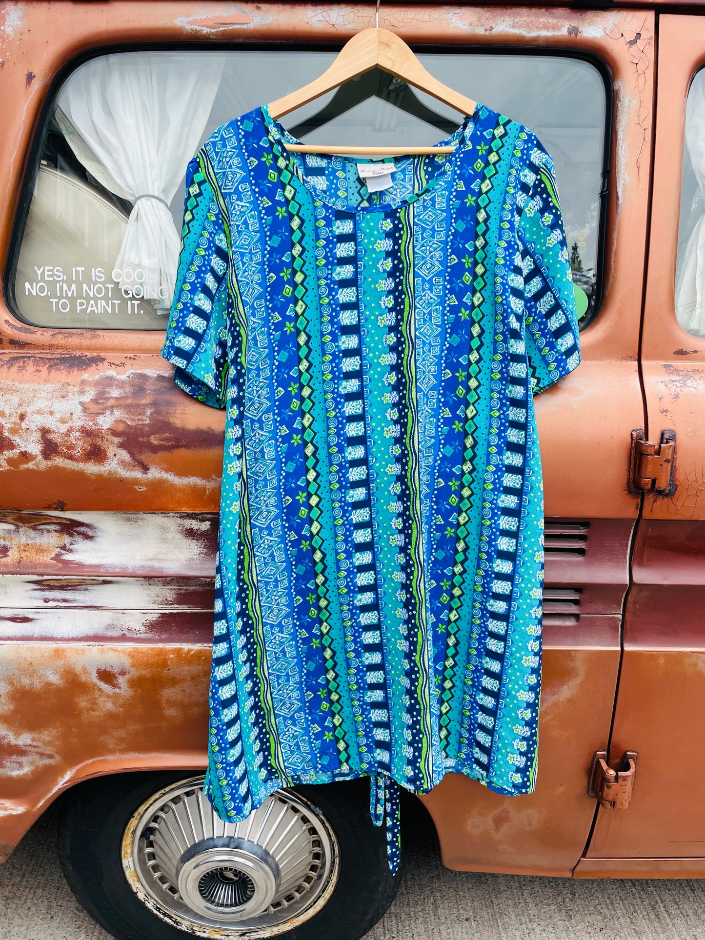 Vintage Huntington Ridge Plus Brand Blue & Green Pattern Dress